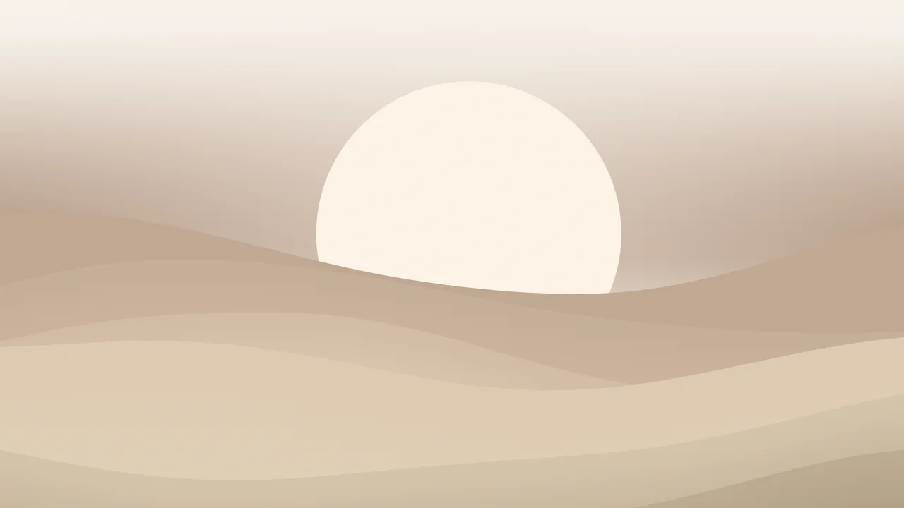 Beige and Brown Minimalist Sunset Hills desktop wallpaper in 4K