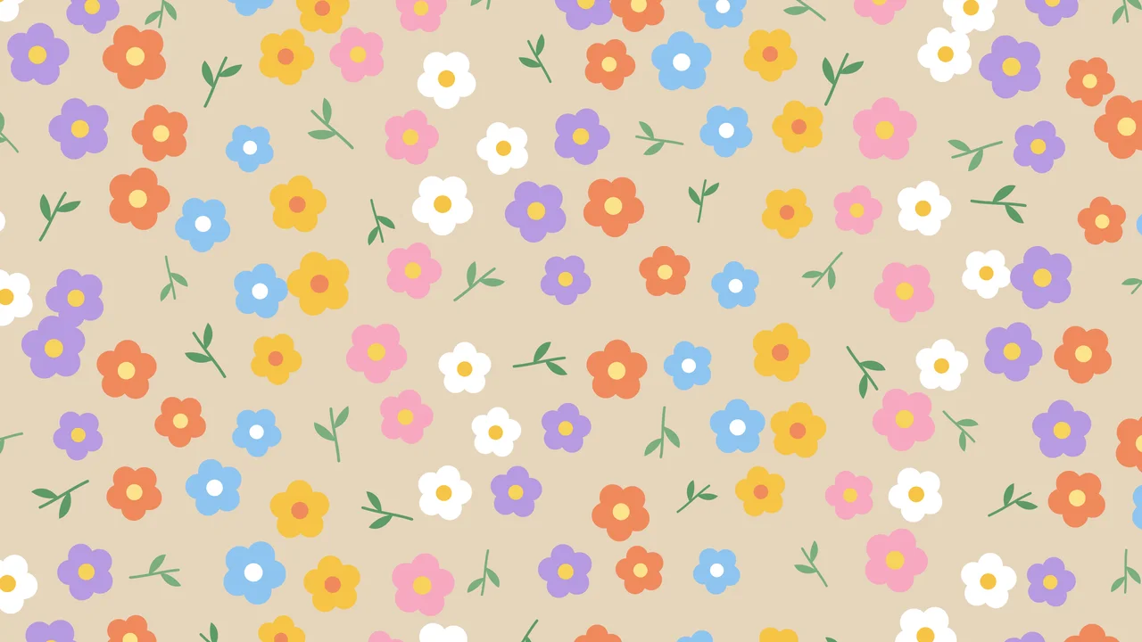 Beige Ditsy Floral Pattern desktop wallpaper in 4K