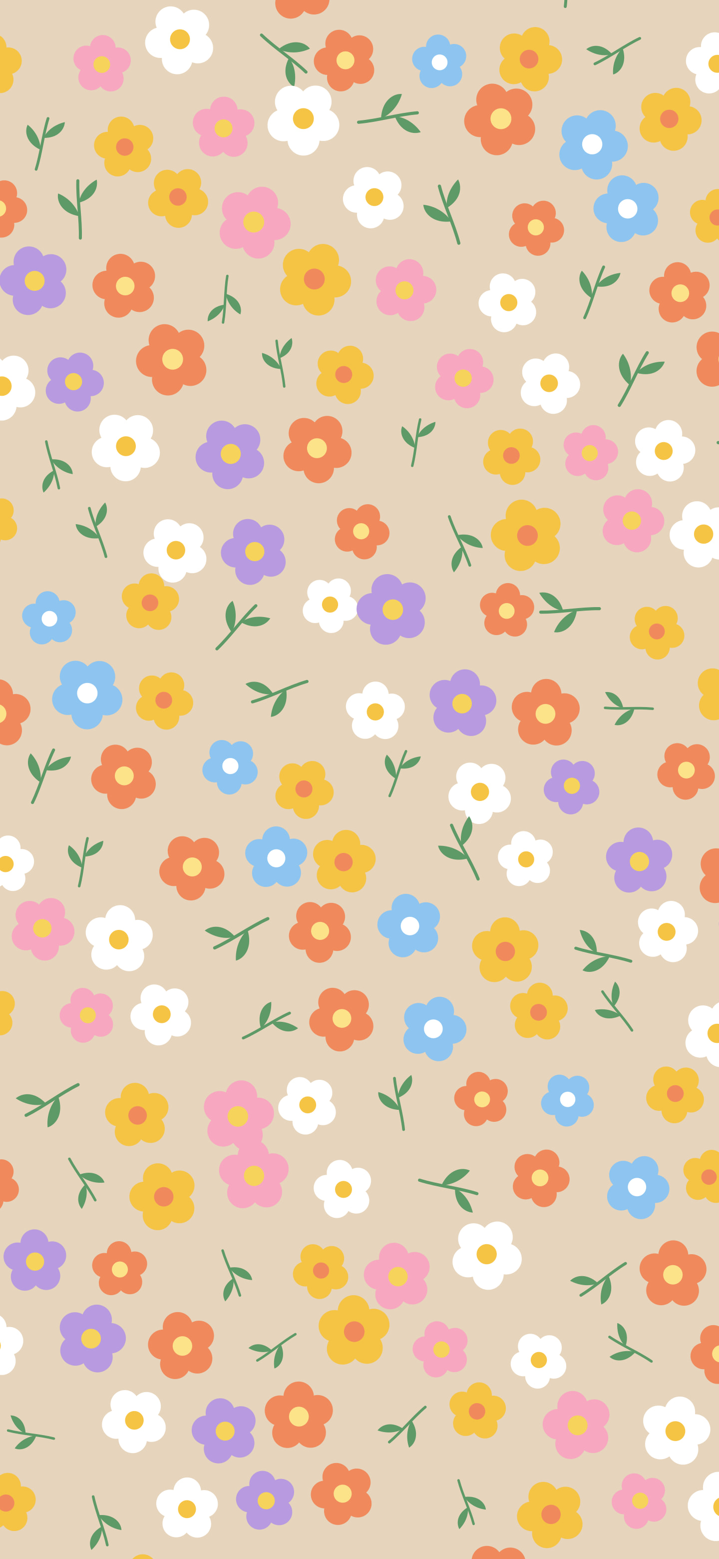 Beige Ditsy Floral Pattern wallpaper for iPhone and Android