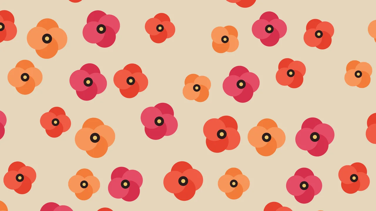 Beige Poppy Flower Pattern desktop wallpaper in 4K
