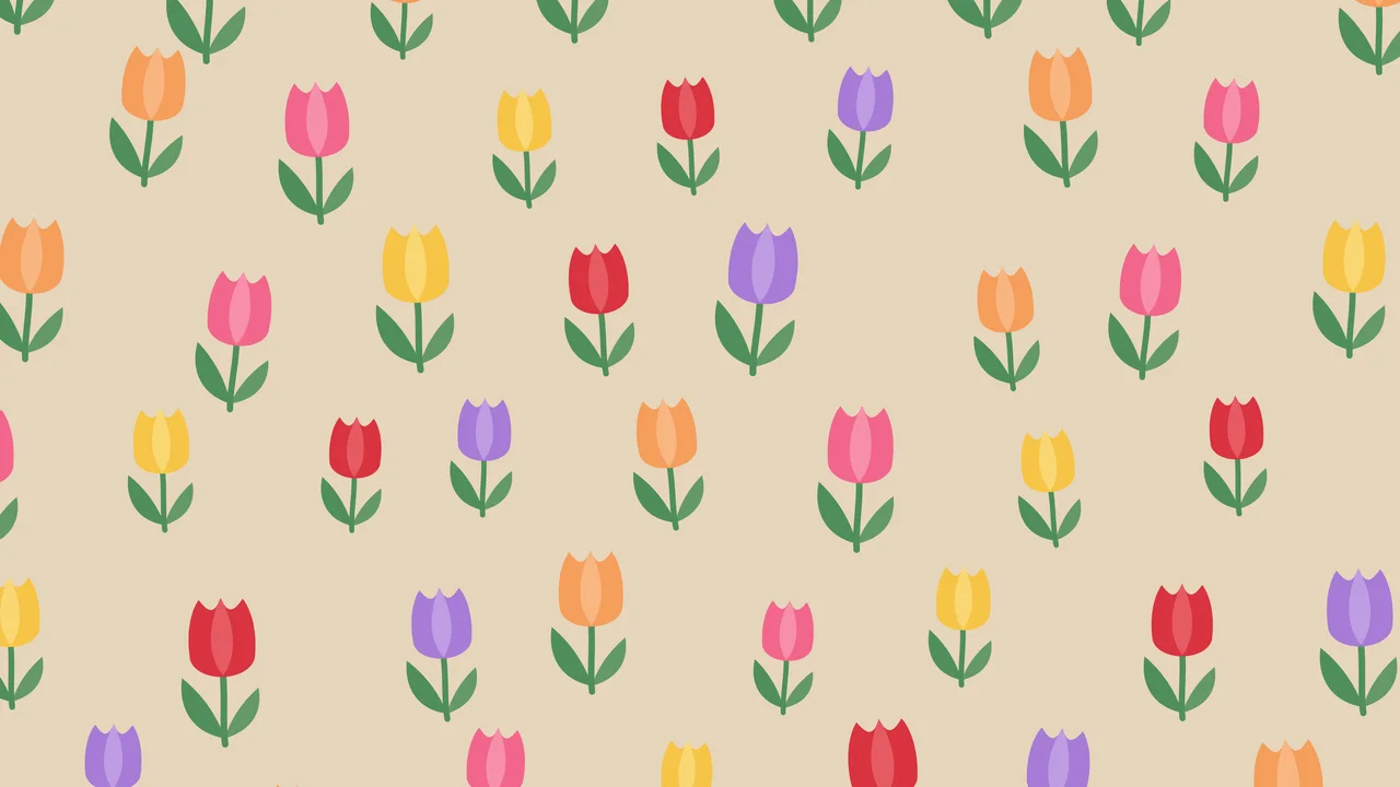 Beige Tulip Pattern desktop wallpaper in 4K