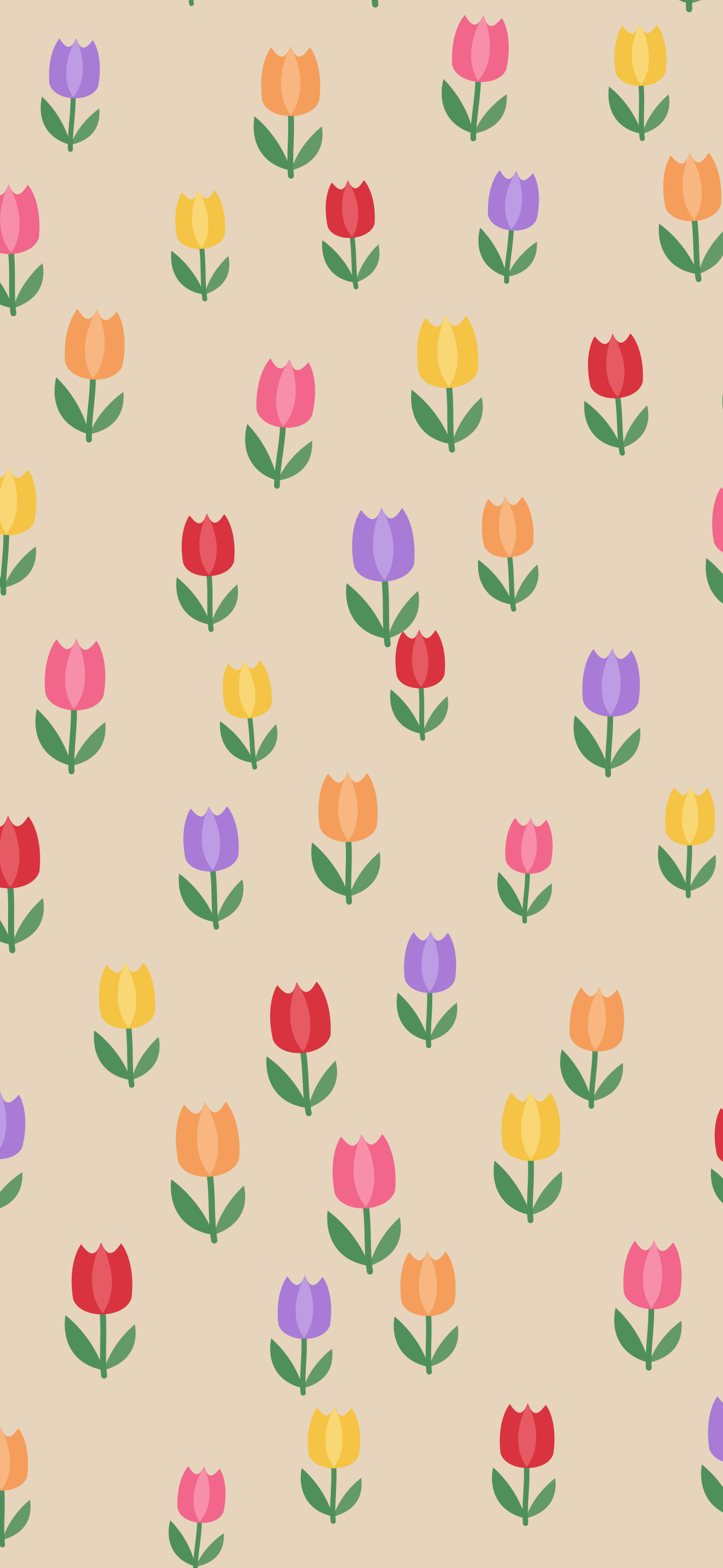 Beige Tulip Pattern wallpaper for iPhone and Android