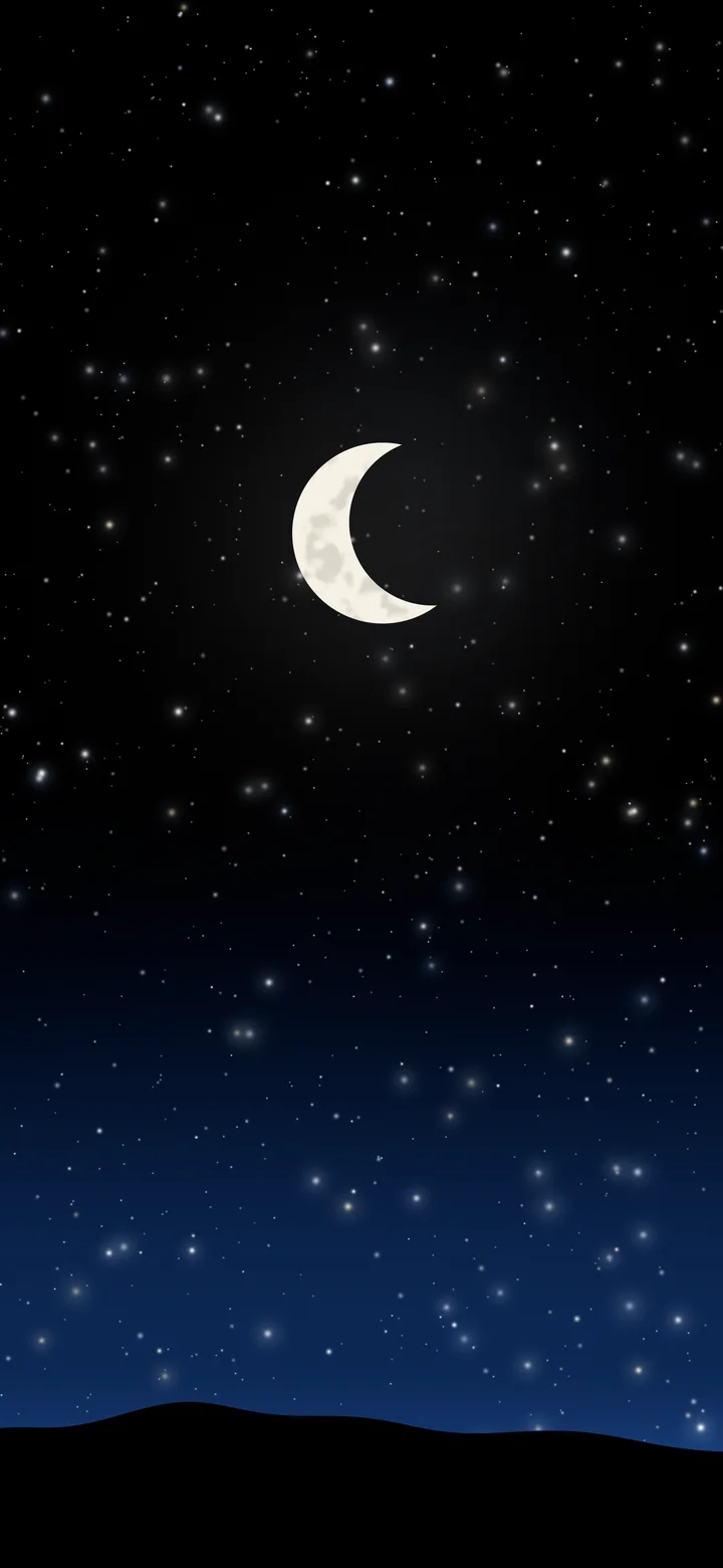 Black and Blue Moon and Stars Night Sky wallpaper for iPhone and Android