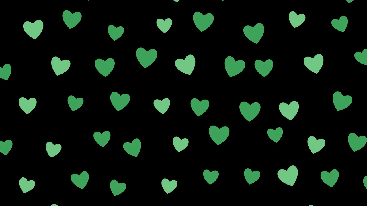 Black and Green Heart Pattern desktop wallpaper in 4K