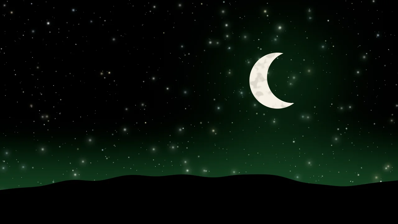 Black and Green Moon and Stars Night Sky desktop wallpaper in 4K