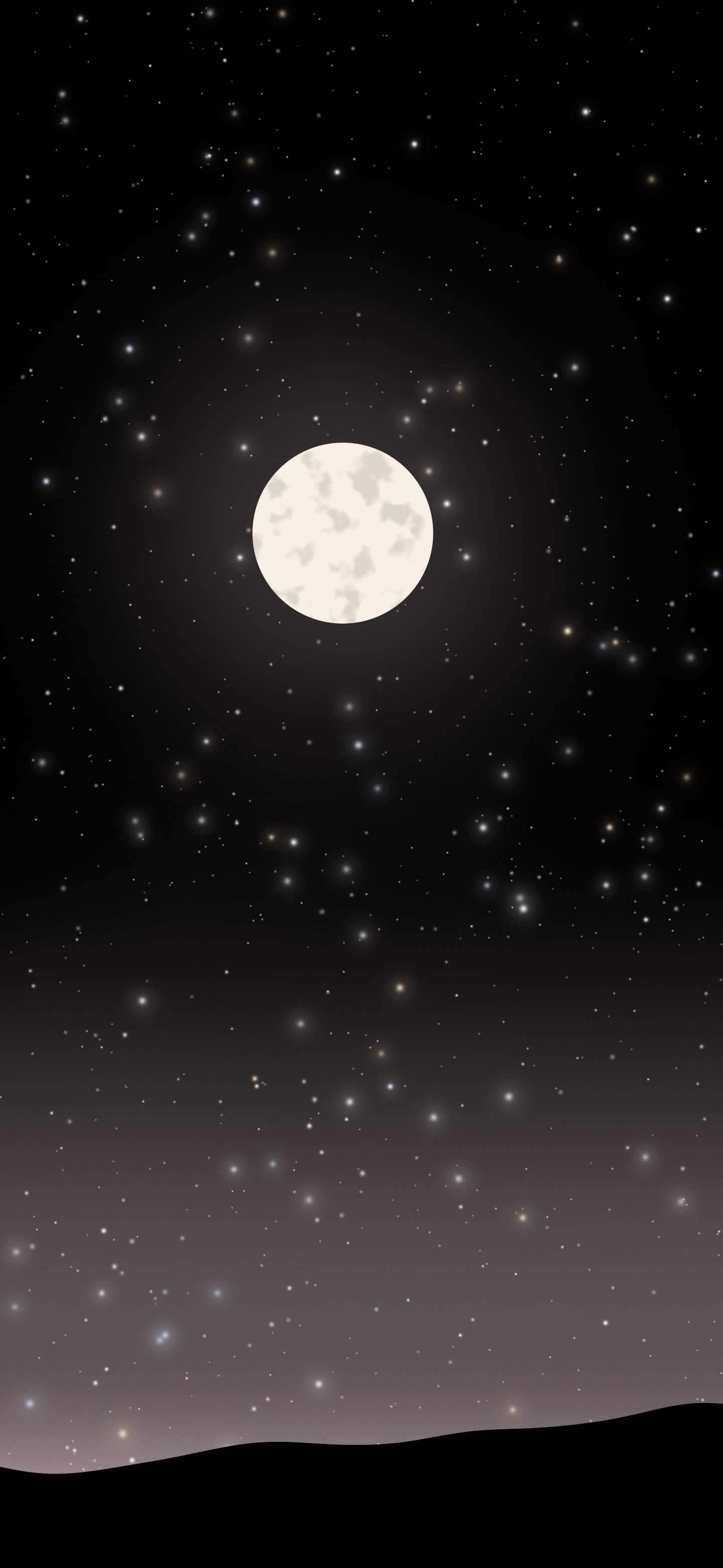 Black and Ivory Moon and Stars Night Sky wallpaper for iPhone and Android