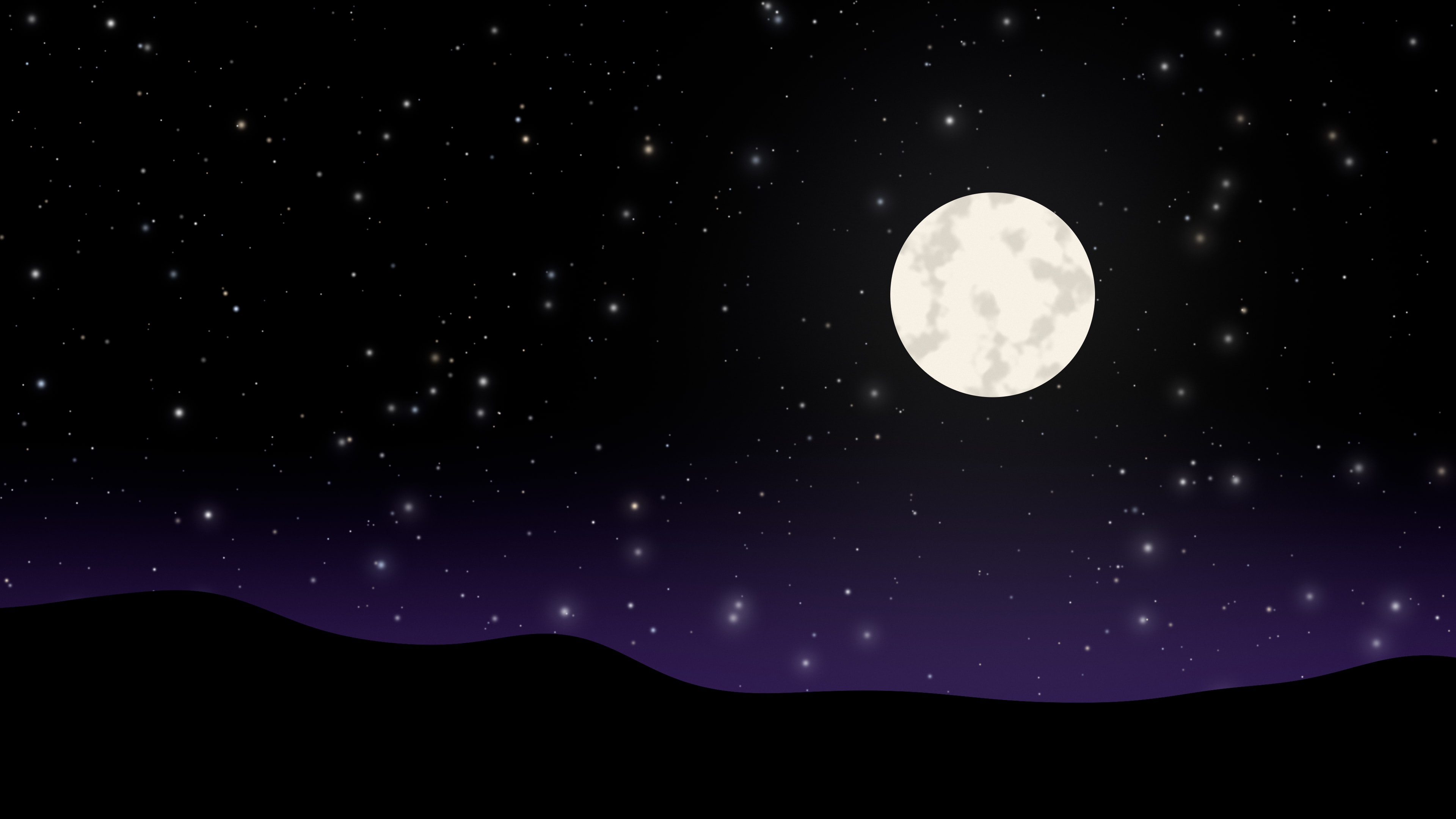 Black and Purple Moon and Stars Night Sky desktop wallpaper in 4K