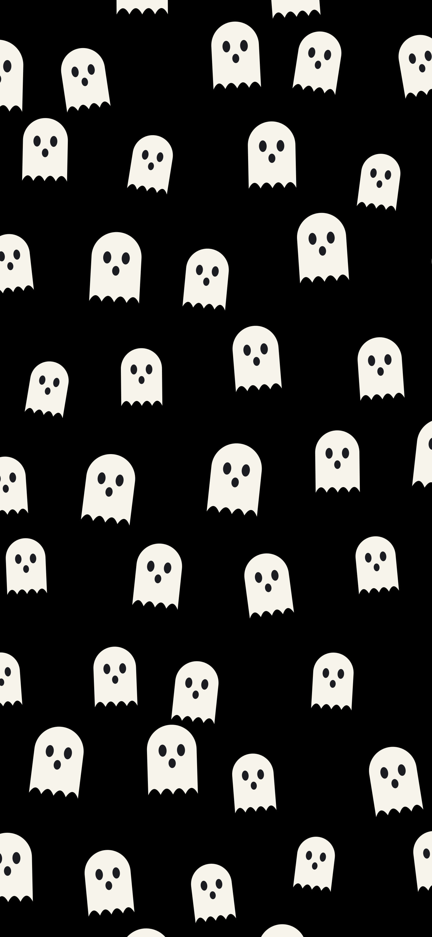Black and White Cute Ghost Pattern wallpaper for iPhone and Android