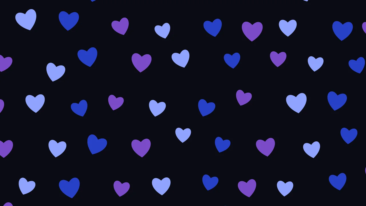 Black, Blue and Purple Heart Pattern desktop wallpaper in 4K