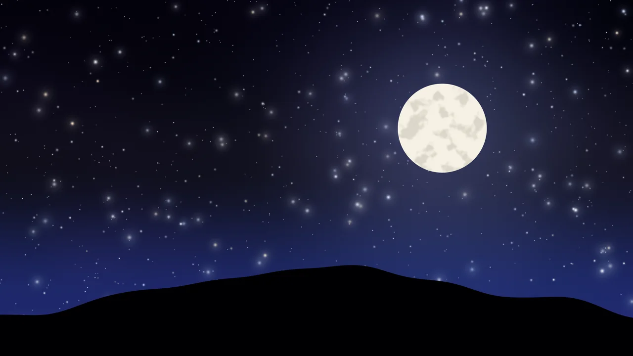 Black, Blue and Purple Moon and Stars Night Sky desktop wallpaper in 4K