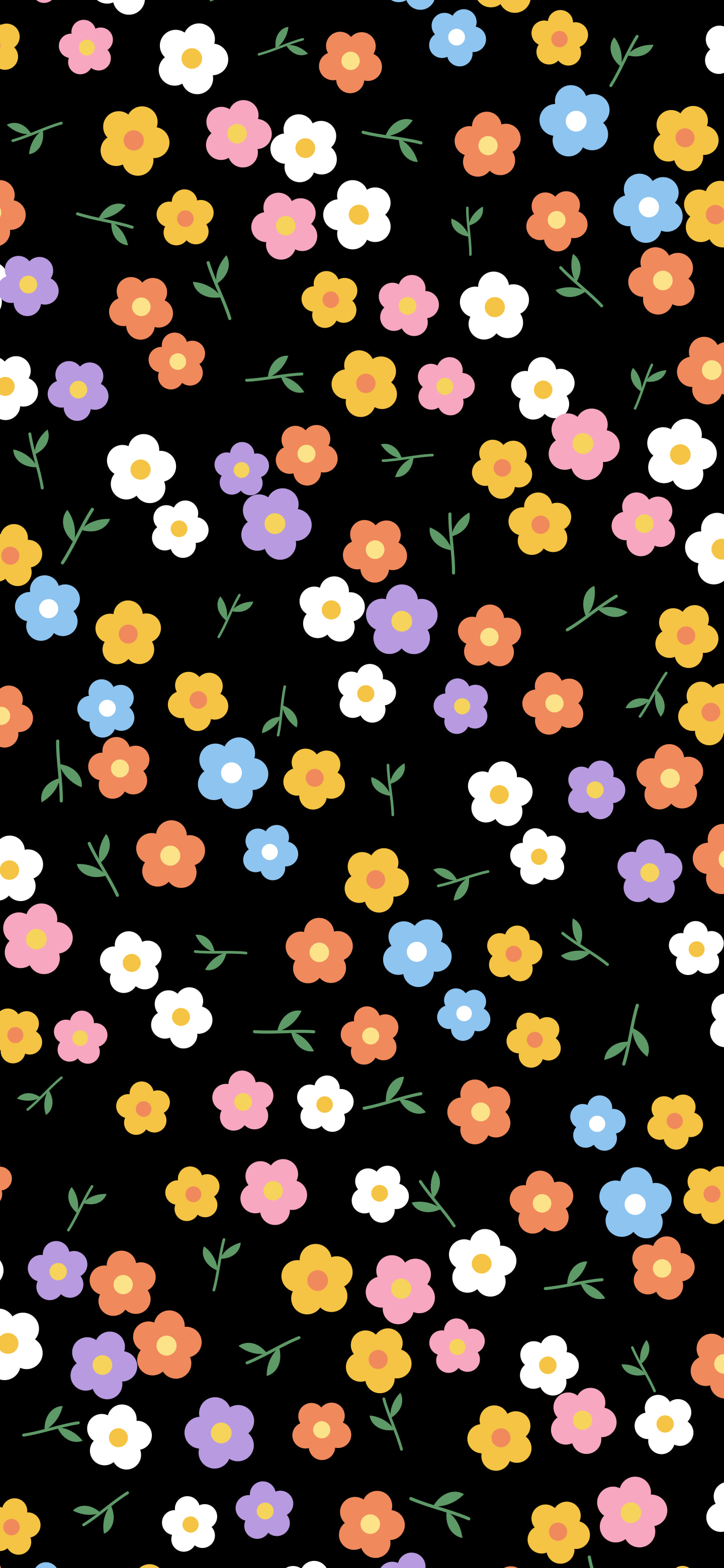 Black Ditsy Floral Pattern wallpaper for iPhone and Android