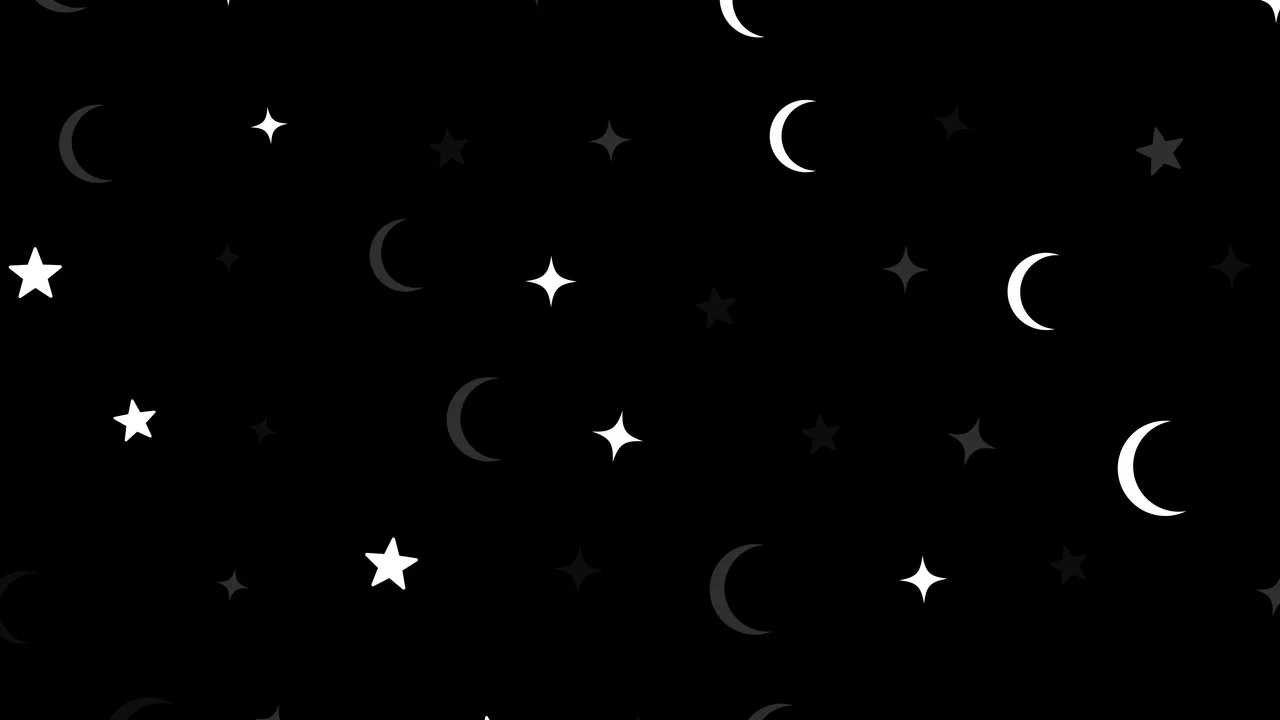 Black Moon and Stars Pattern desktop wallpaper in 4K