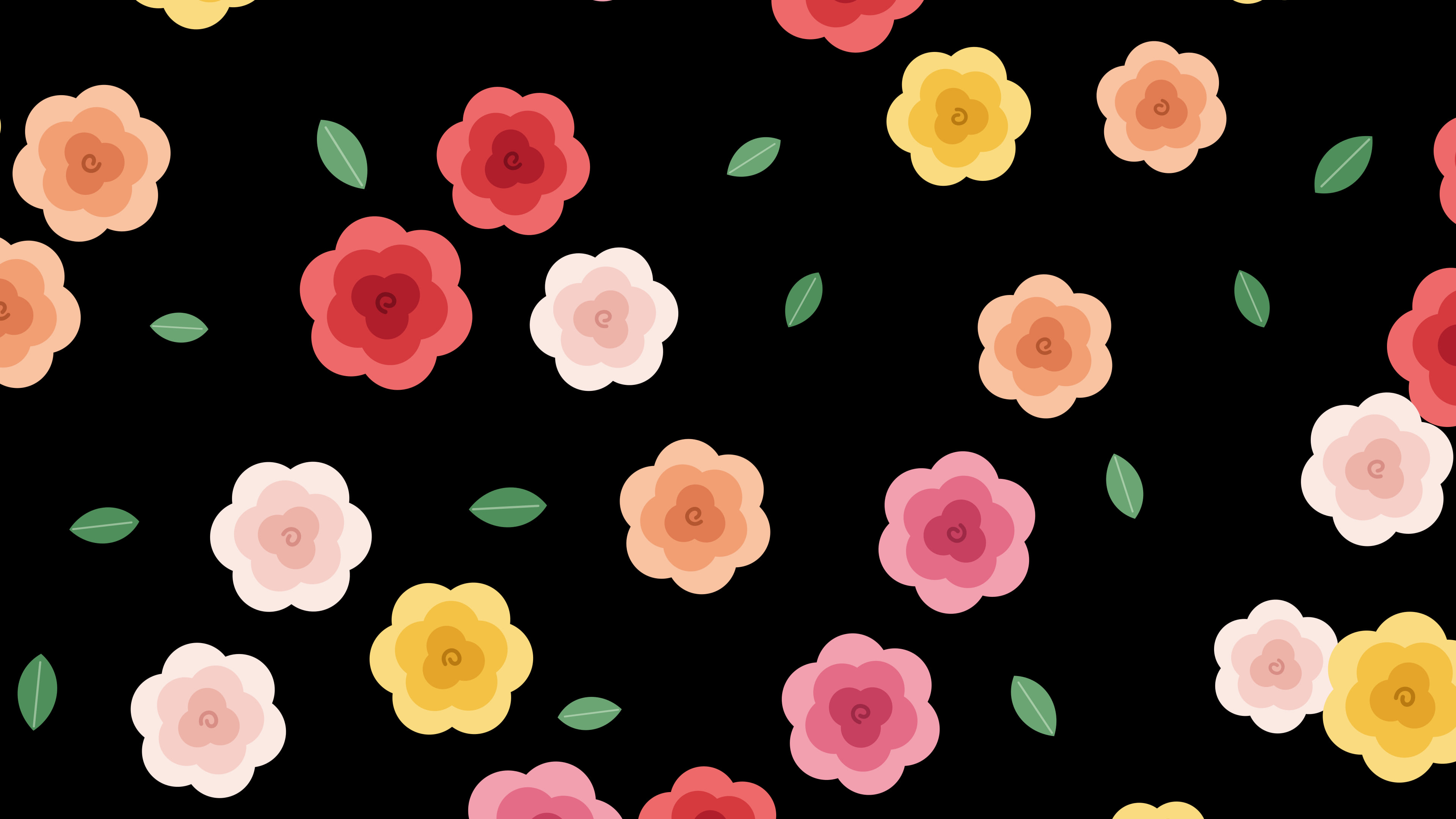 Black Rose Pattern desktop wallpaper in 4K