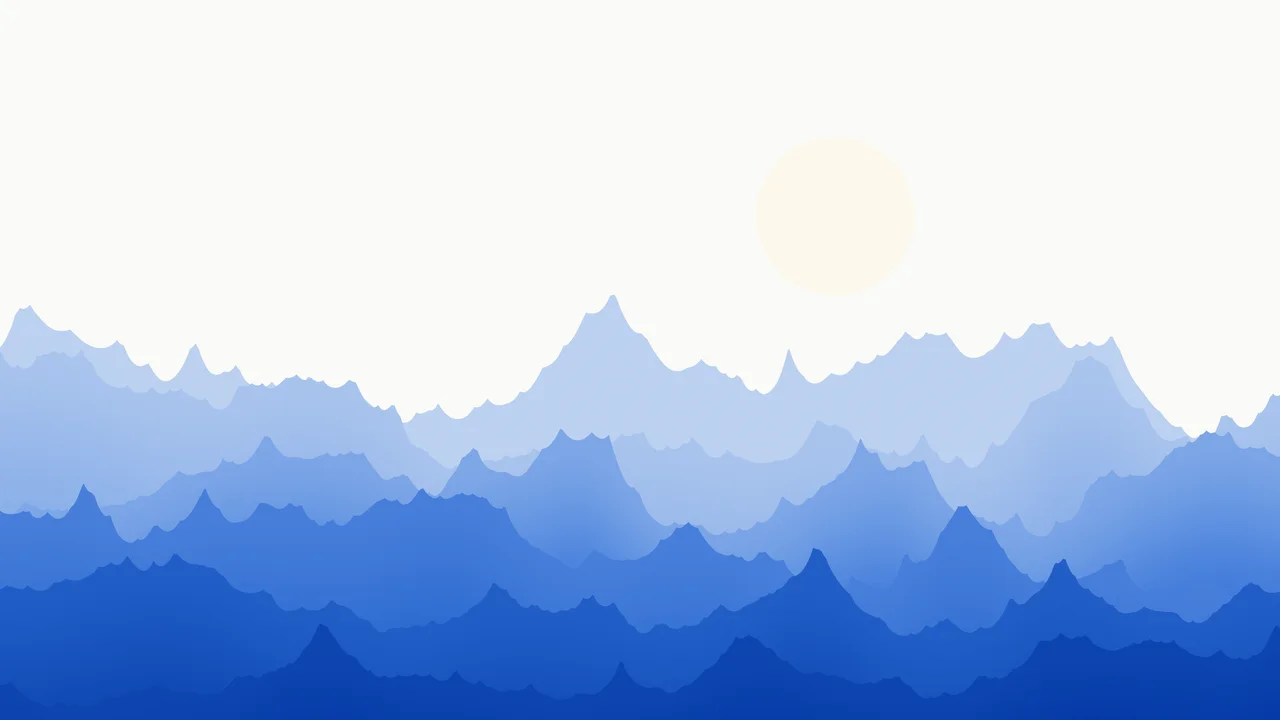 Blue and White Minimalist Mountain Landscape desktop wallpaper in 4K