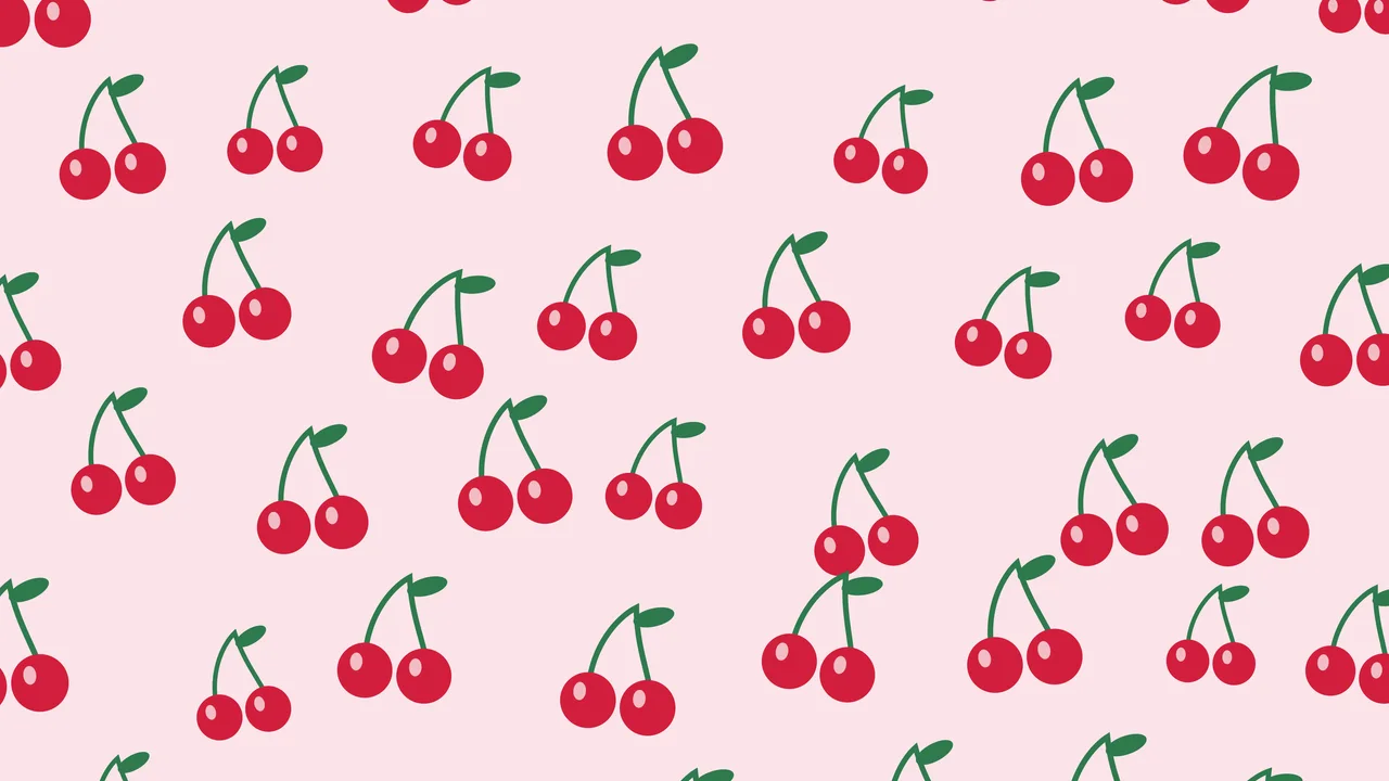 Coquette Pink Cherry Pattern desktop wallpaper in 4K