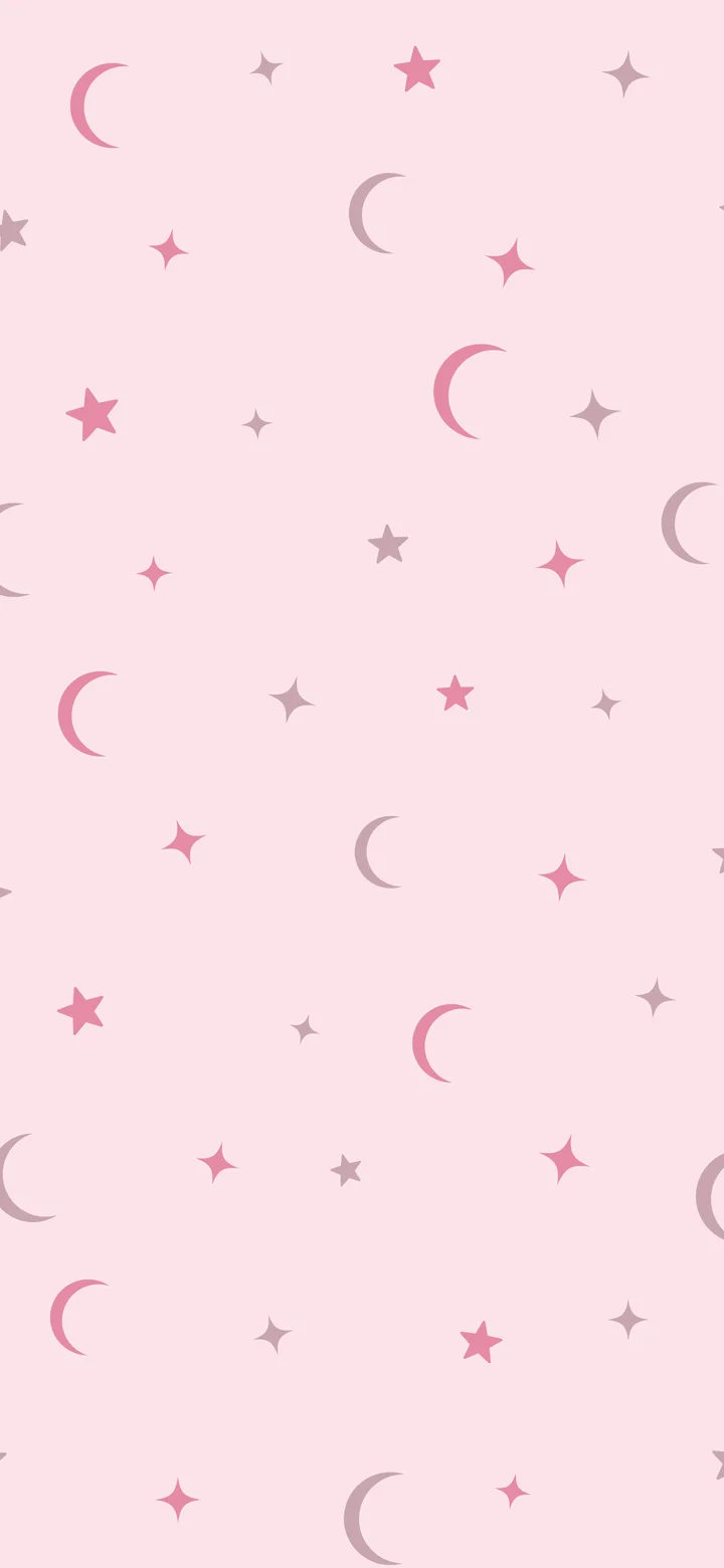 Coquette Pink Moon and Stars Pattern wallpaper for iPhone and Android