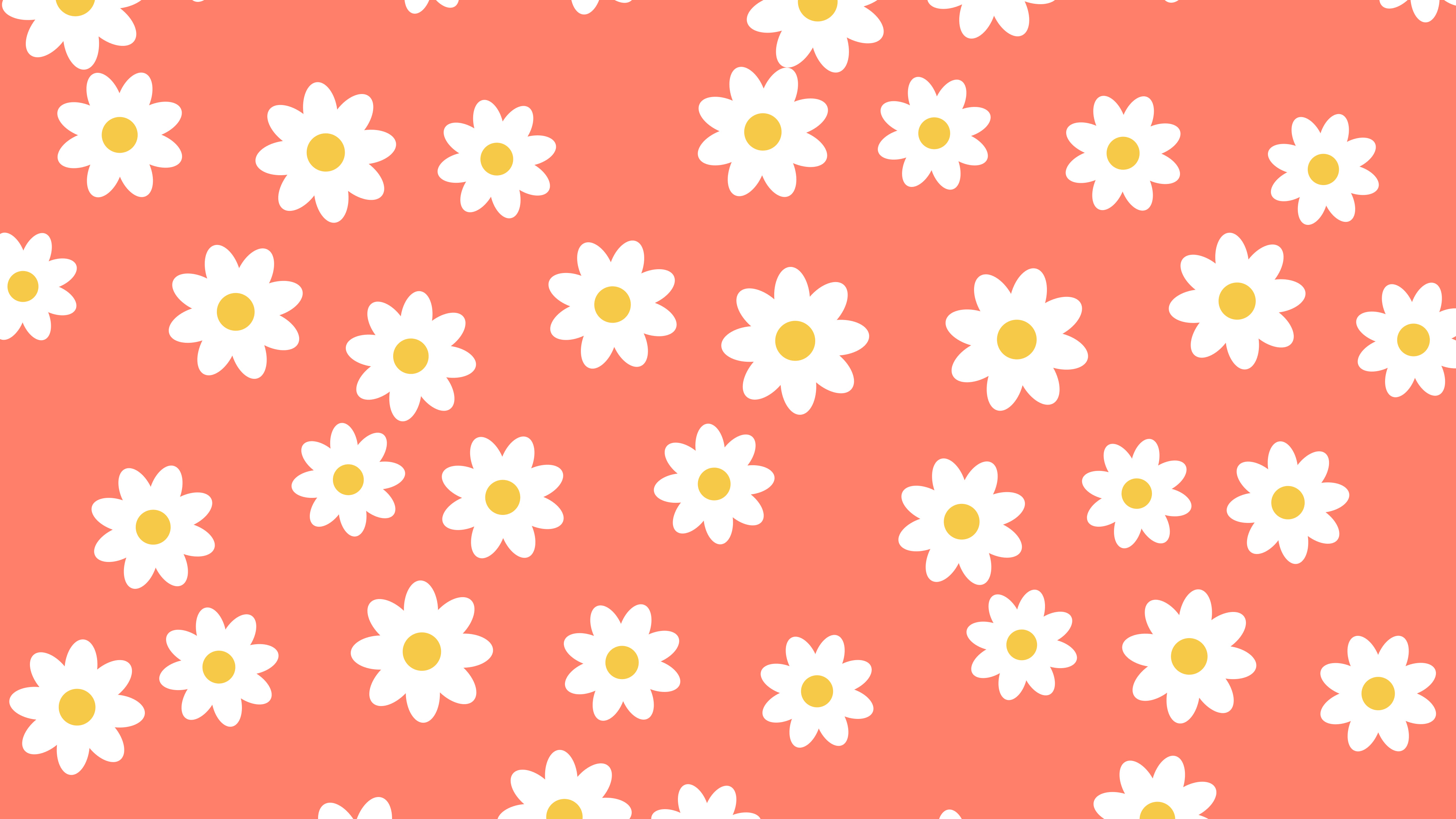 Coral Daisy Flower Pattern desktop wallpaper in 4K