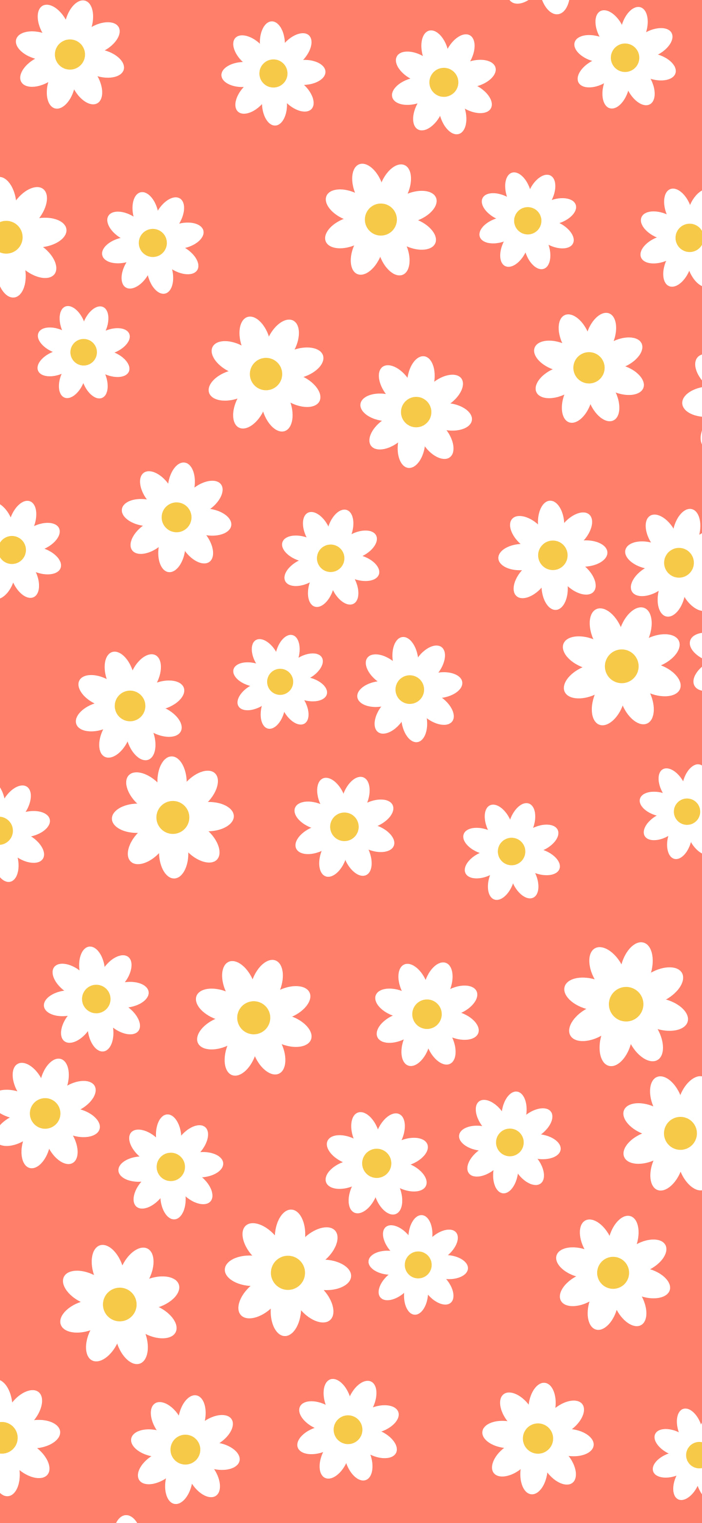 Coral Daisy Flower Pattern wallpaper for iPhone and Android