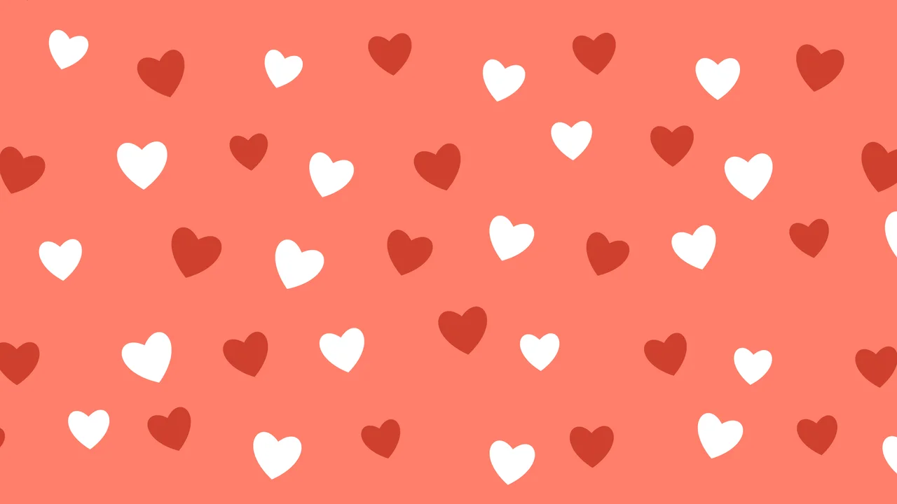 Coral Heart Pattern desktop wallpaper in 4K