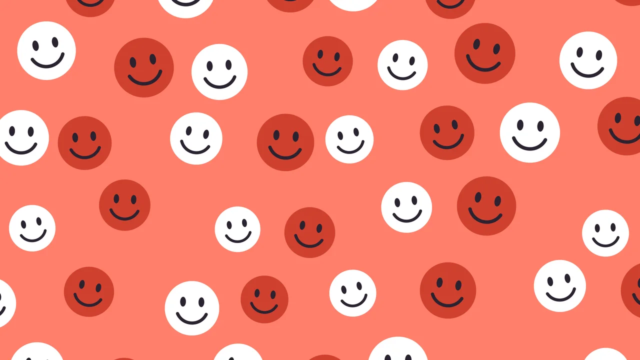 Coral Smiley Face Pattern desktop wallpaper in 4K
