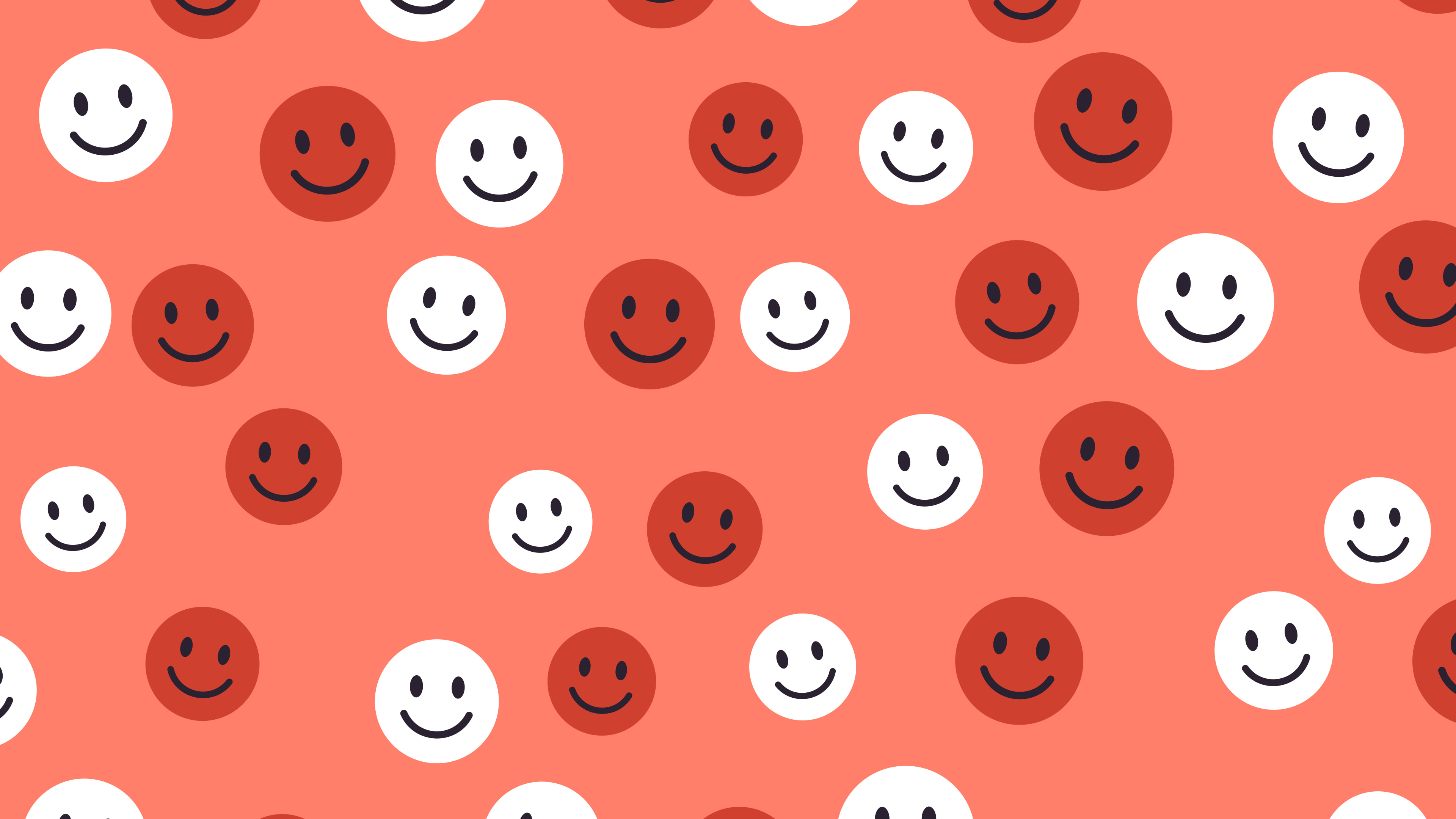 Coral Smiley Face Pattern desktop wallpaper in 4K