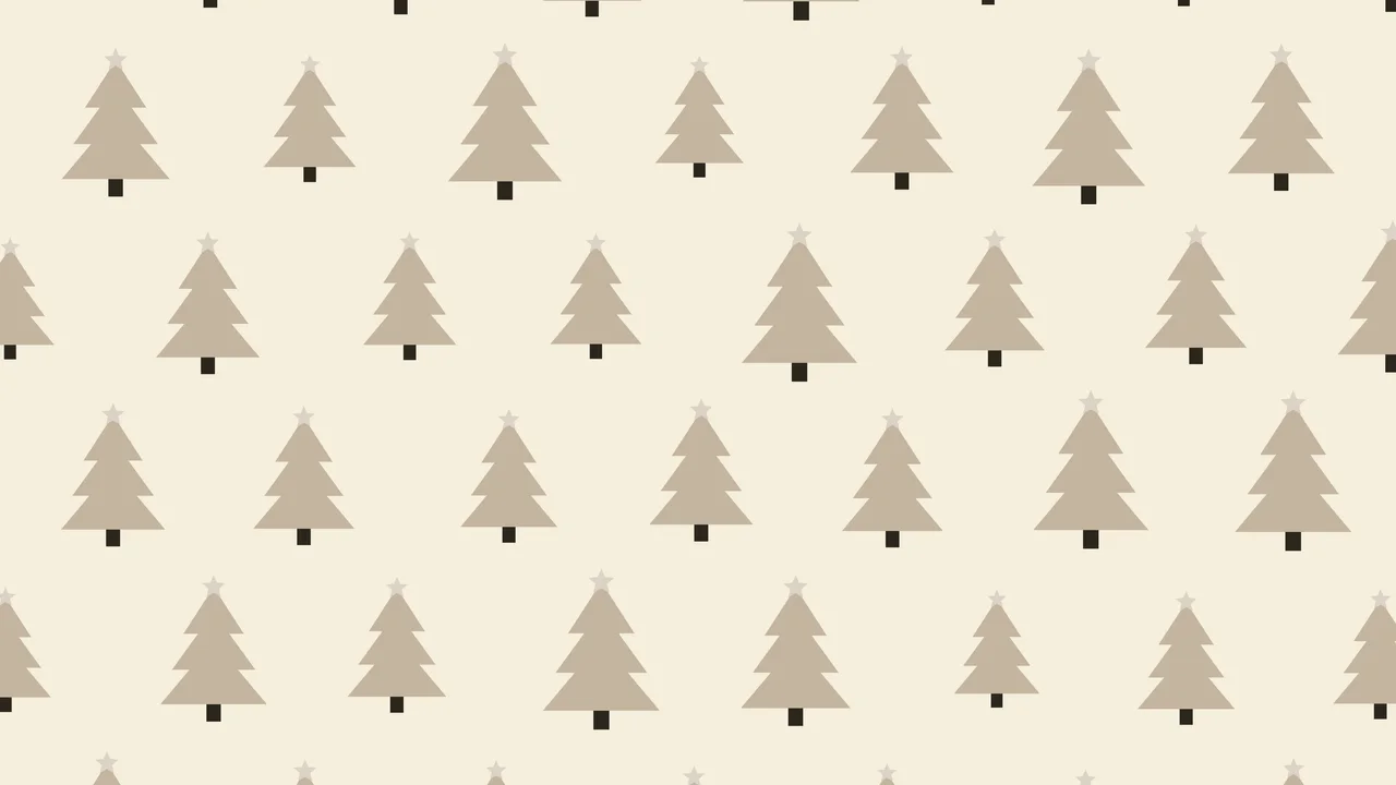Cream and Beige Christmas Tree Pattern desktop wallpaper in 4K