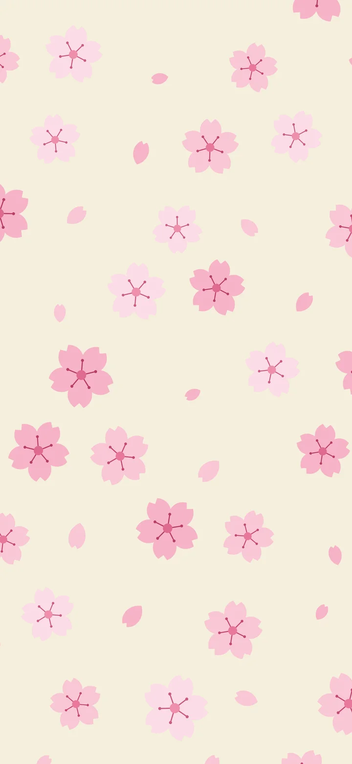 Cream Cherry Blossom Pattern wallpaper for iPhone and Android