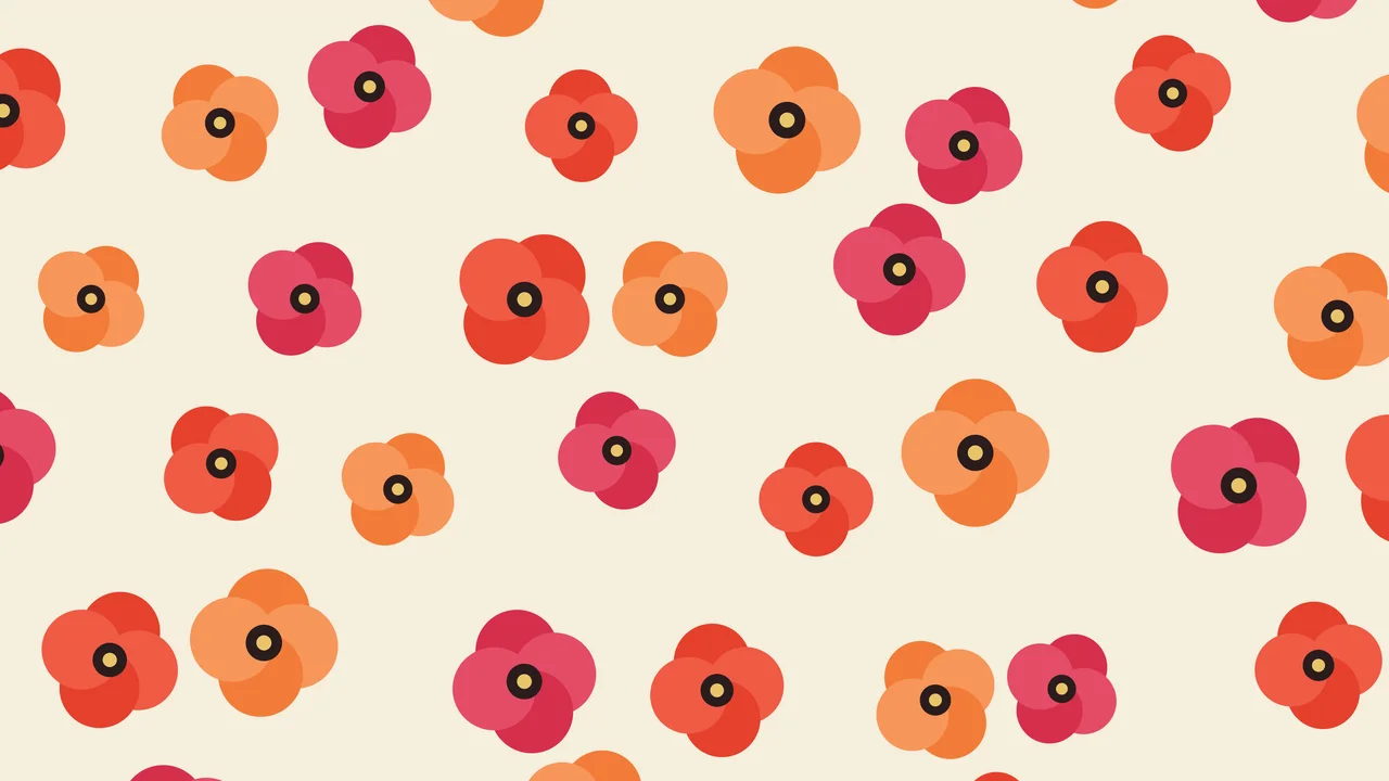 Cream Poppy Flower Pattern desktop wallpaper in 4K