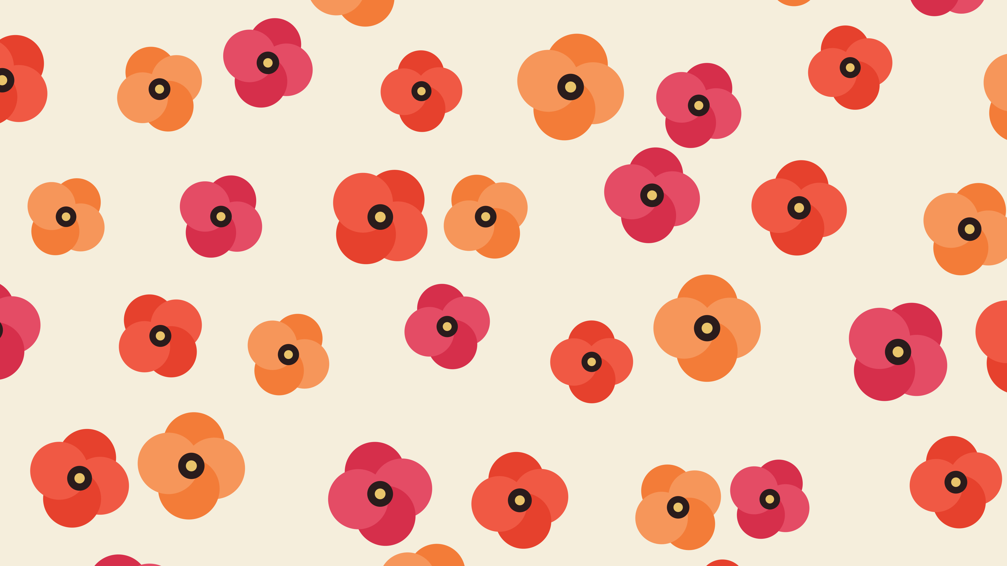 Cream Poppy Flower Pattern desktop wallpaper in 4K