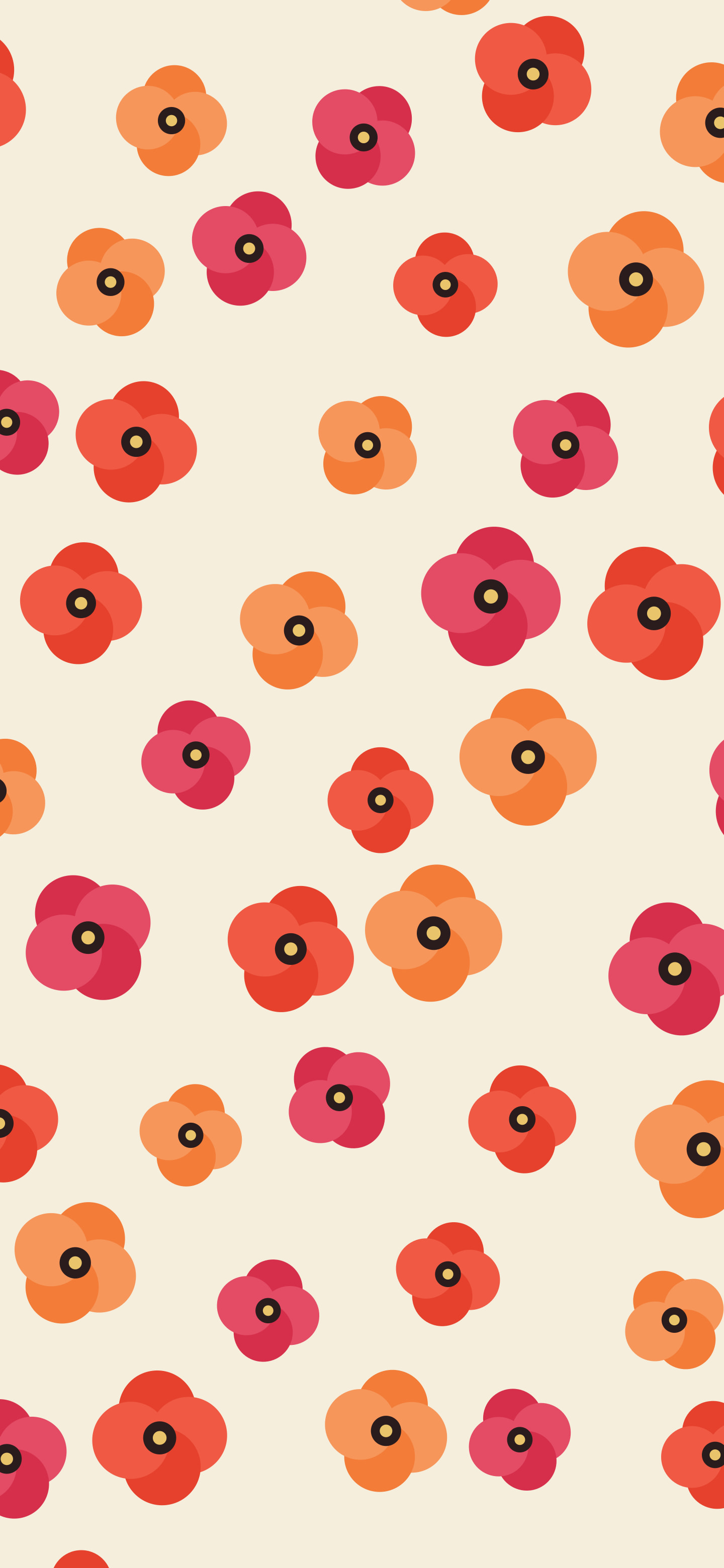 Cream Poppy Flower Pattern wallpaper for iPhone and Android