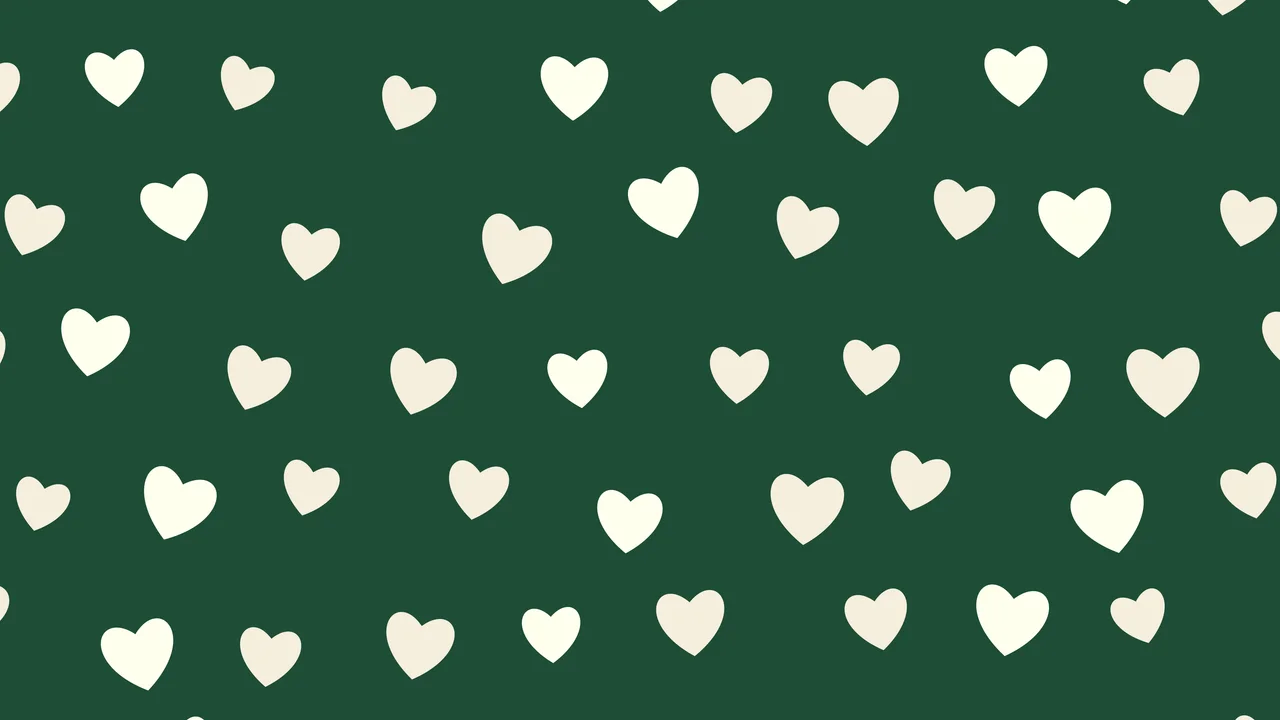 Dark Green and Cream Heart Pattern desktop wallpaper in 4K
