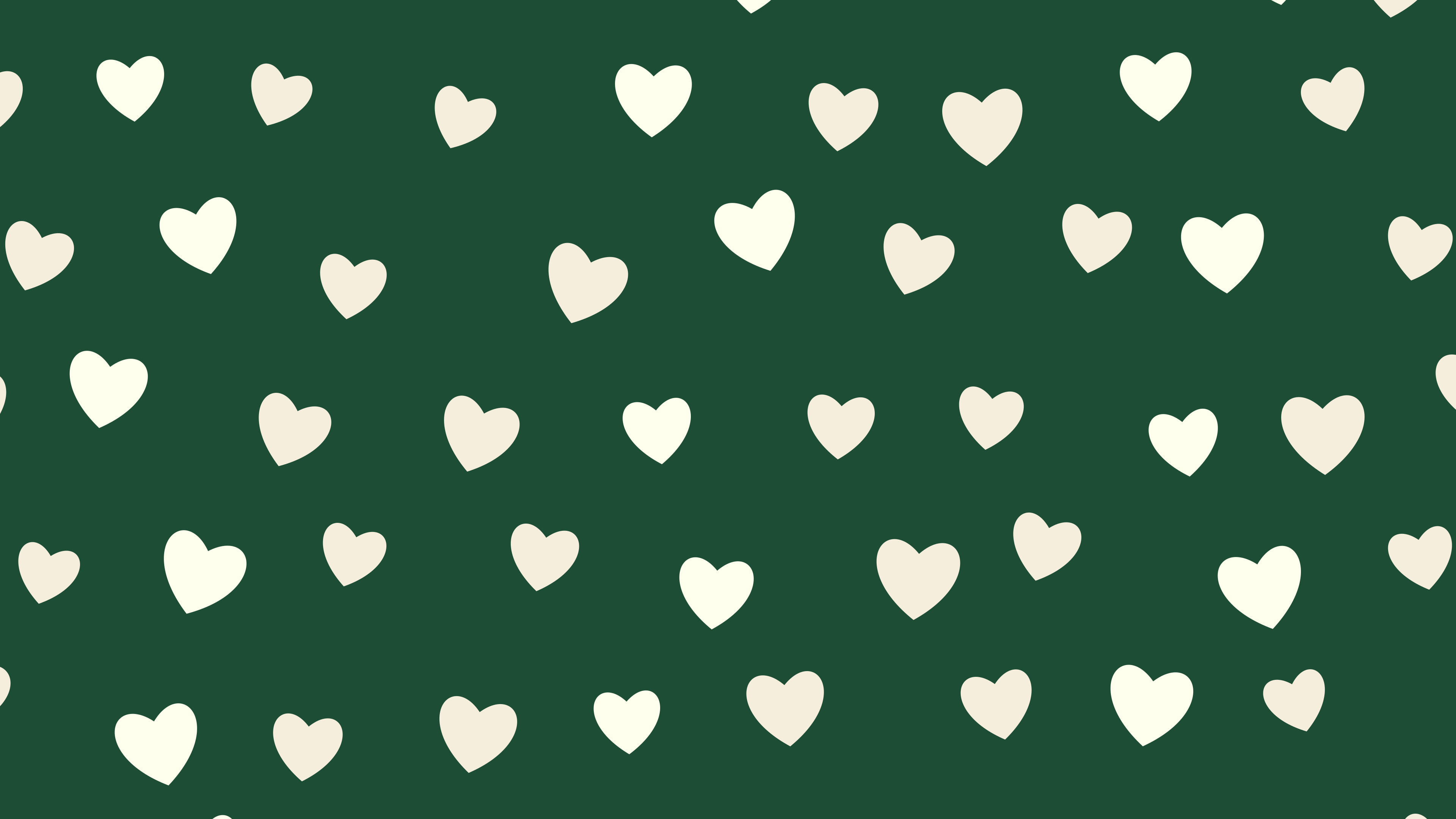 Dark Green and Cream Heart Pattern desktop wallpaper in 4K