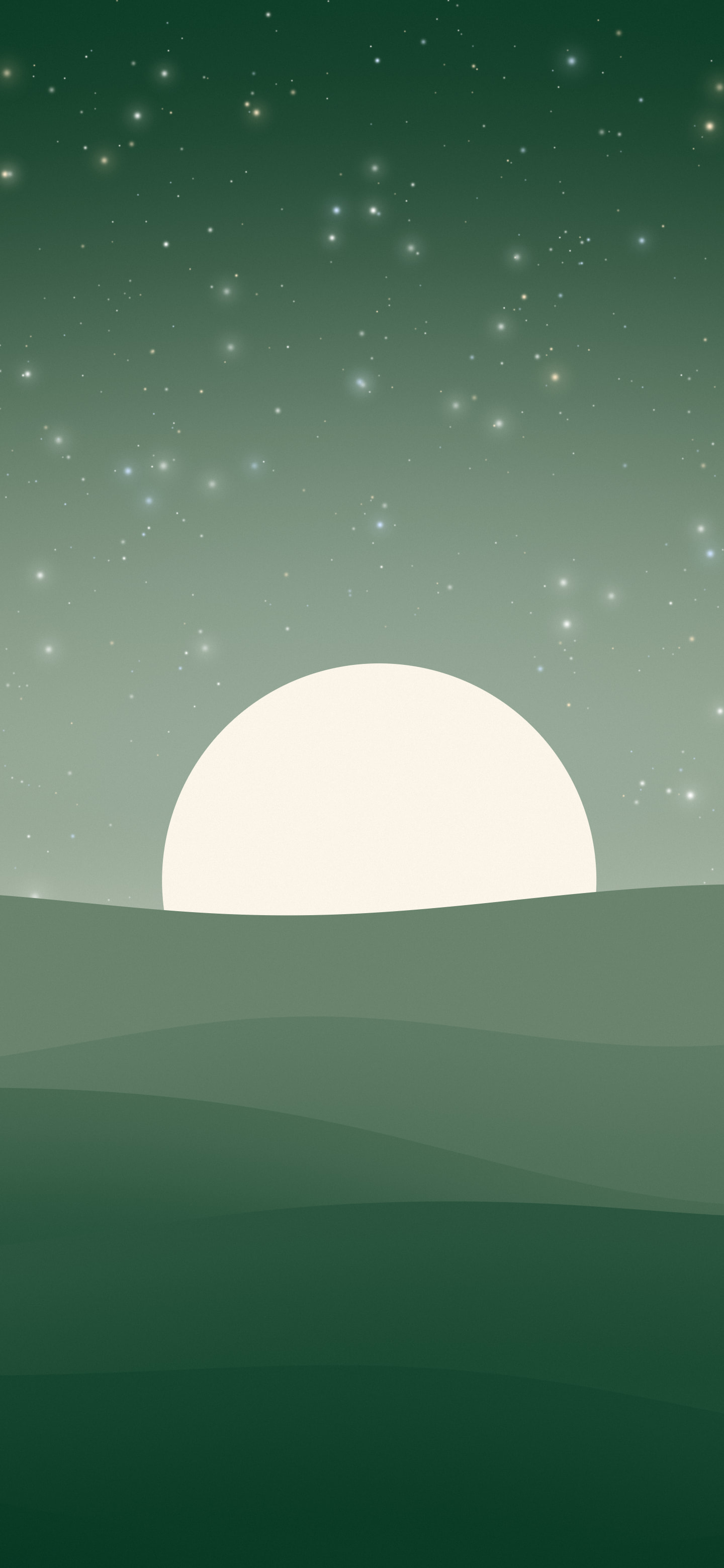 Dark Green and Cream Minimalist Sunset Hills wallpaper for iPhone and Android
