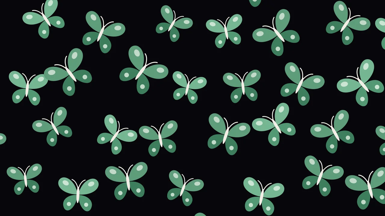 Dark Green Butterfly Pattern desktop wallpaper in 4K