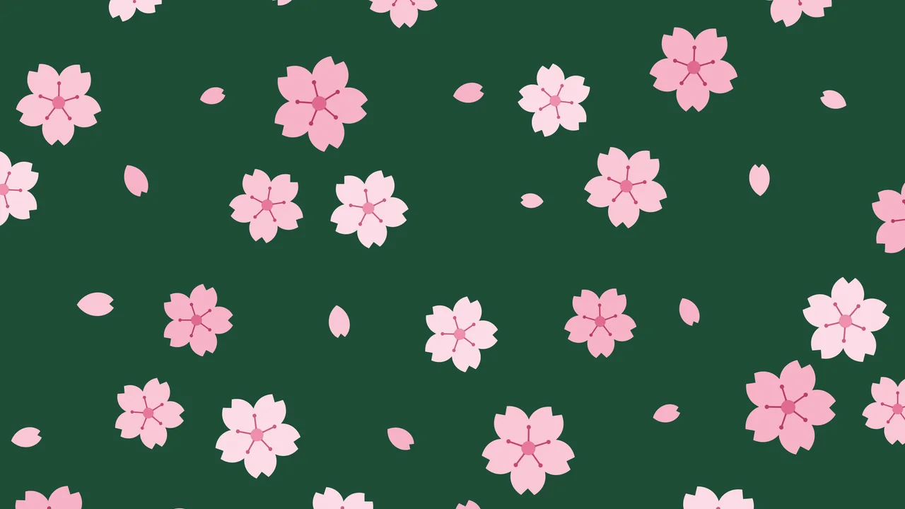 Dark Green Cherry Blossom Pattern desktop wallpaper in 4K