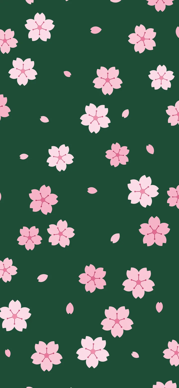Dark Green Cherry Blossom Pattern wallpaper for iPhone and Android