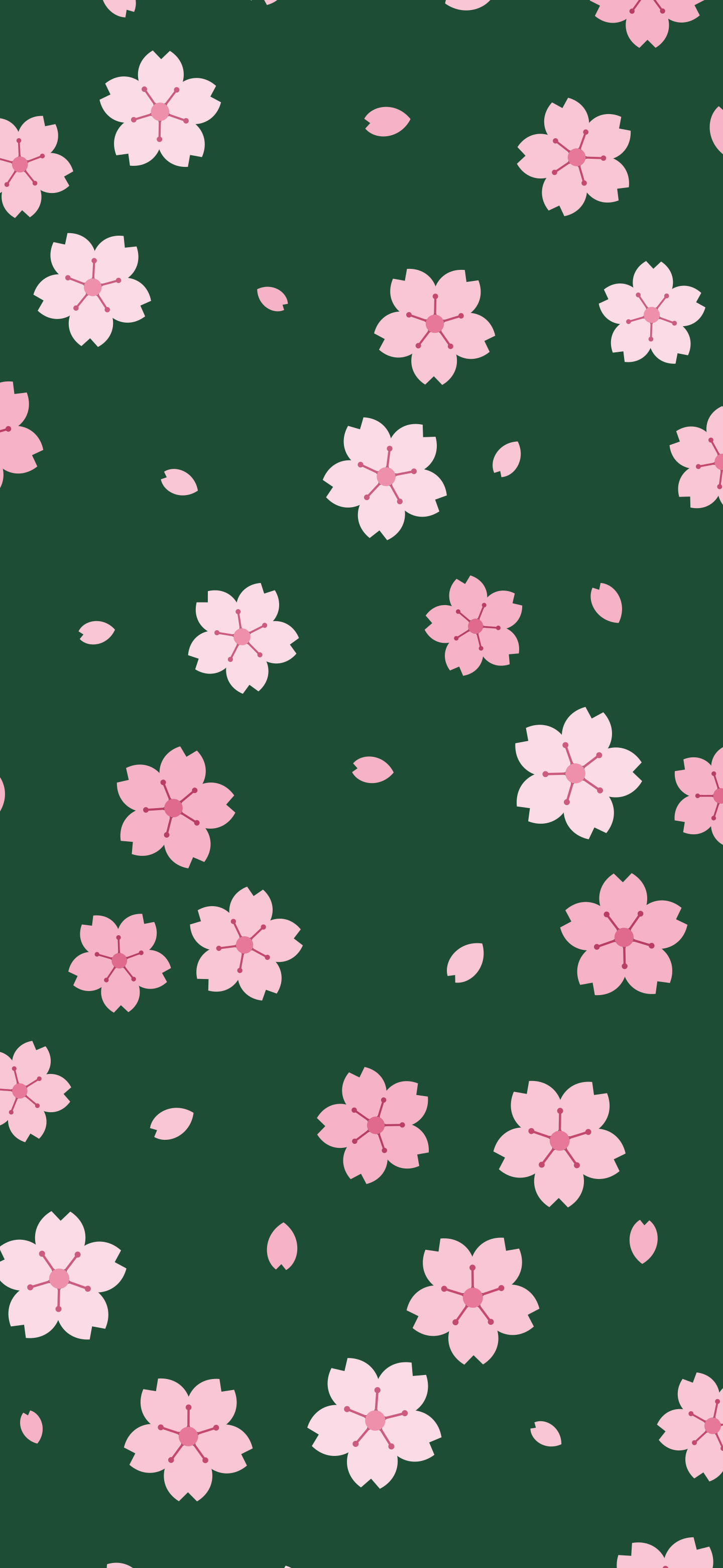 Dark Green Cherry Blossom Pattern wallpaper for iPhone and Android