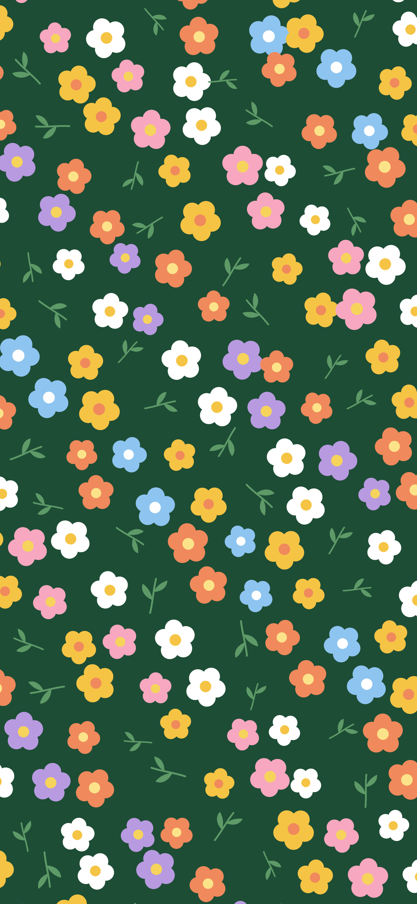 Dark Green Ditsy Floral Pattern wallpaper for iPhone and Android