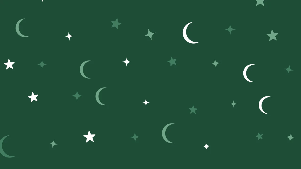 Dark Green Moon and Stars Pattern desktop wallpaper in 4K