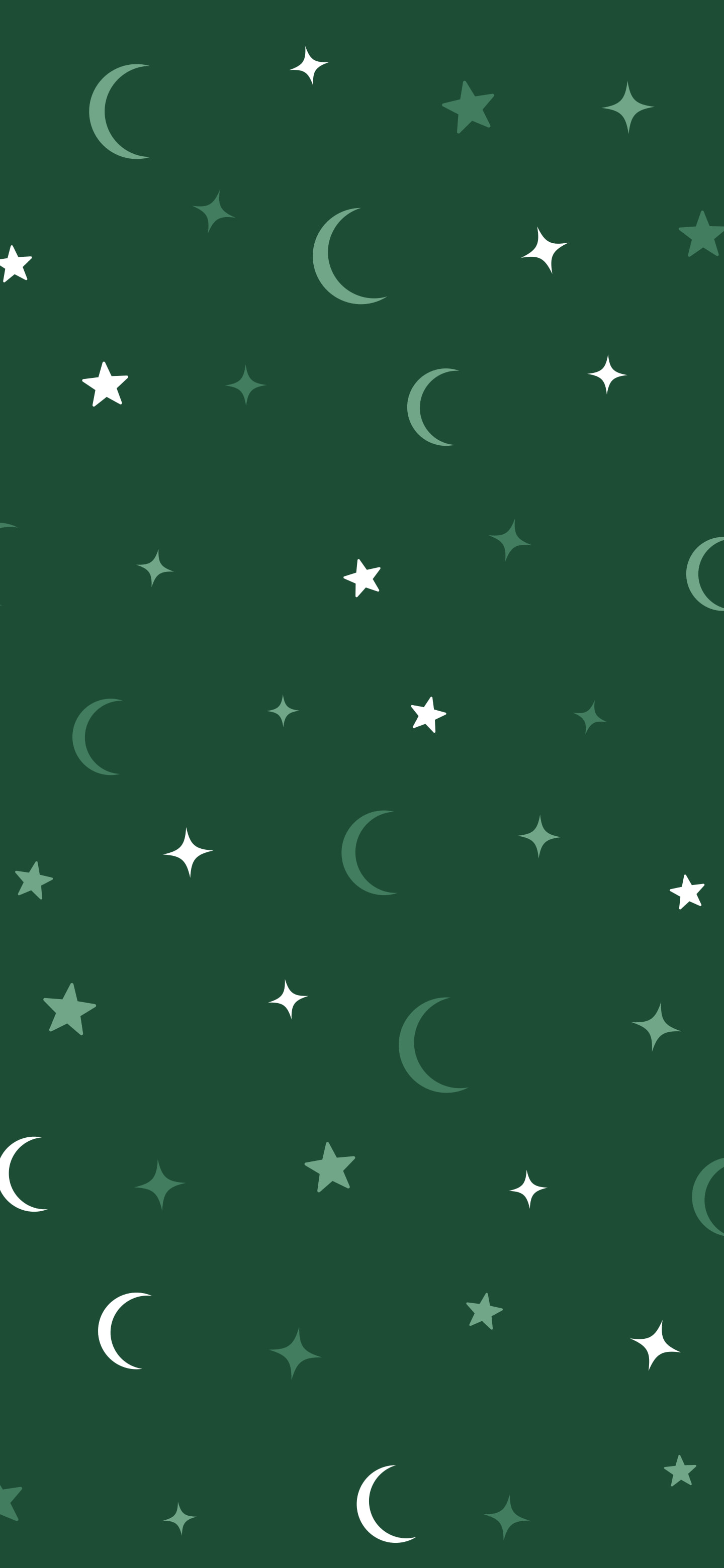 Dark Green Moon and Stars Pattern wallpaper for iPhone and Android