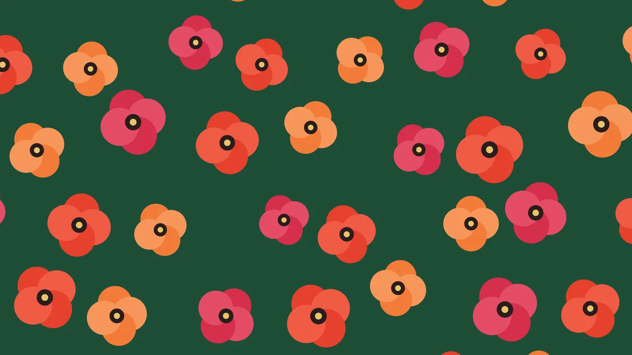 Dark Green Poppy Flower Pattern desktop wallpaper in 4K