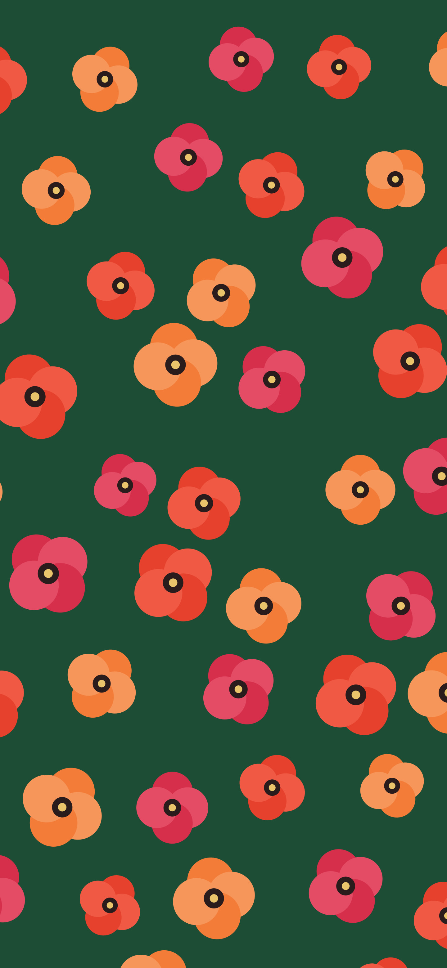 Dark Green Poppy Flower Pattern wallpaper for iPhone and Android