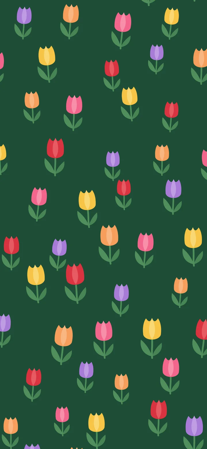 Dark Green Tulip Pattern wallpaper for iPhone and Android