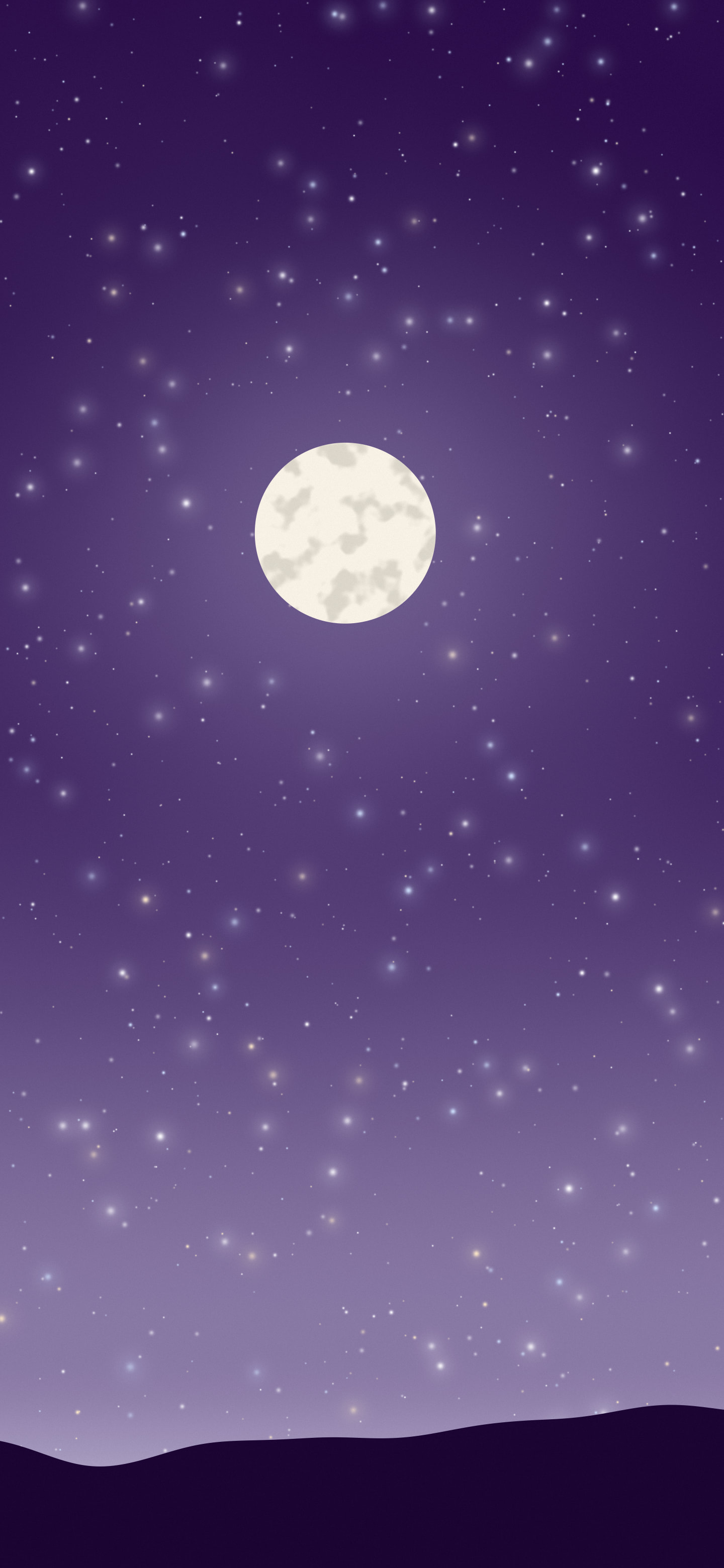 Dark Purple and Ivory Moon and Stars Night Sky wallpaper for iPhone and Android