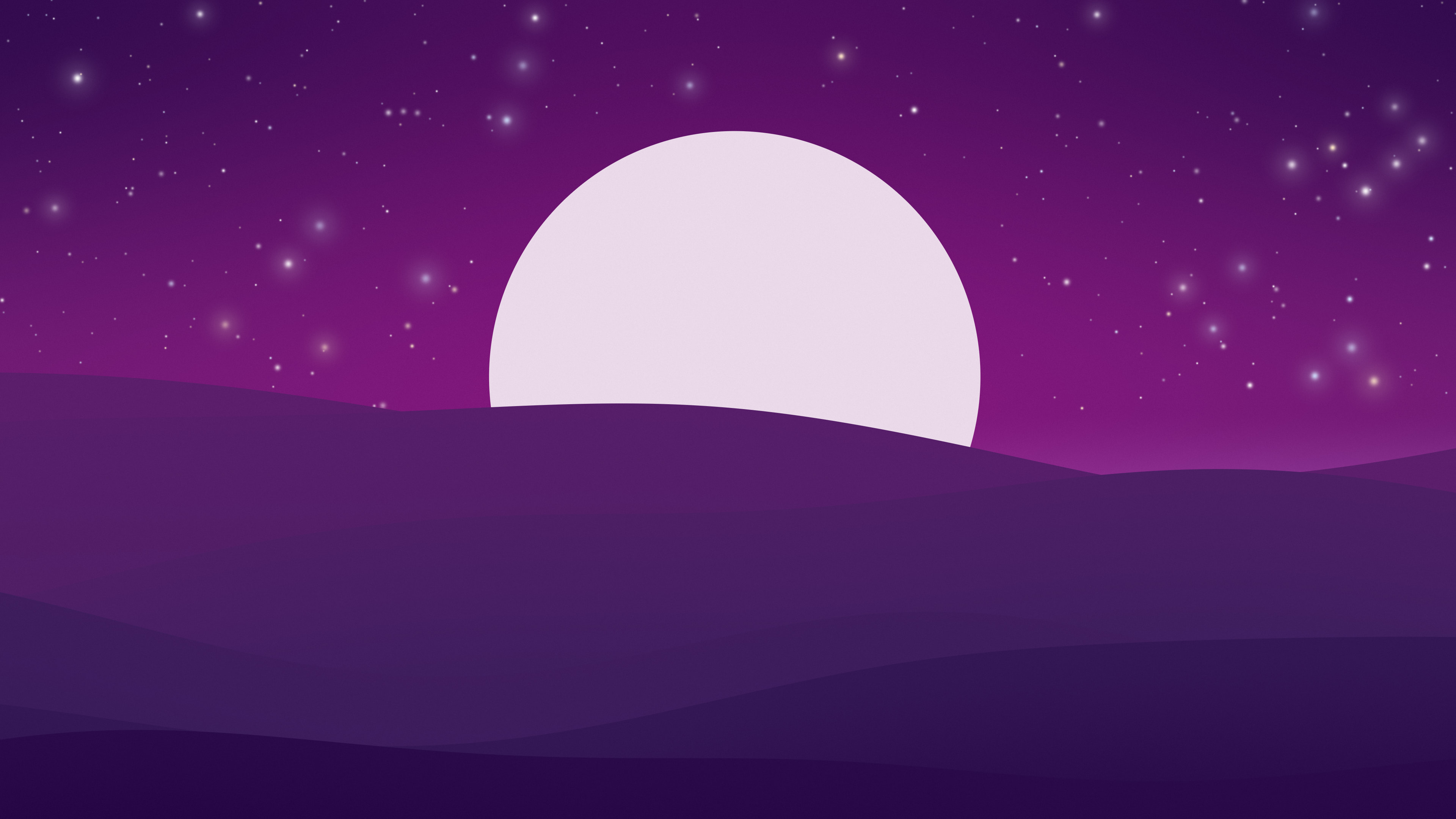 Dark Purple Minimalist Sunset Hills desktop wallpaper in 4K