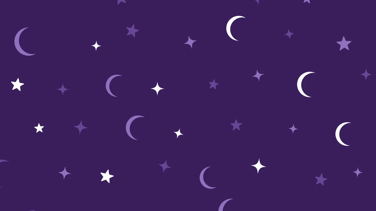 Dark Purple Moon and Stars Pattern desktop wallpaper in 4K