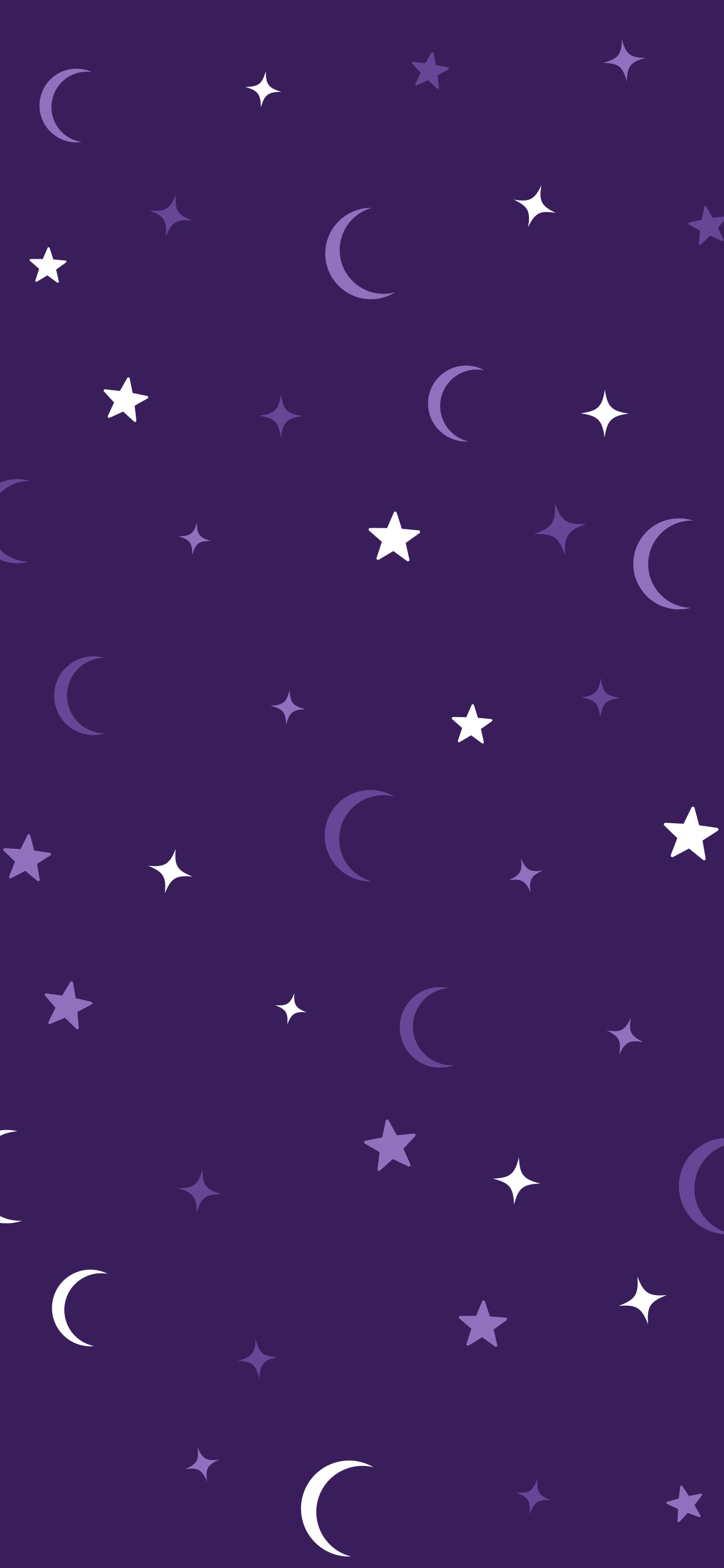 Dark Purple Moon and Stars Pattern wallpaper for iPhone and Android