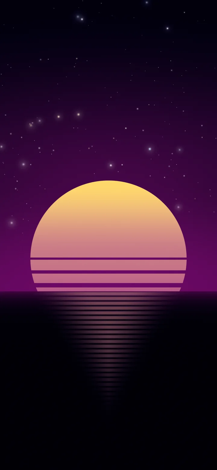 Dark Purple Retro Striped Sun wallpaper for iPhone and Android