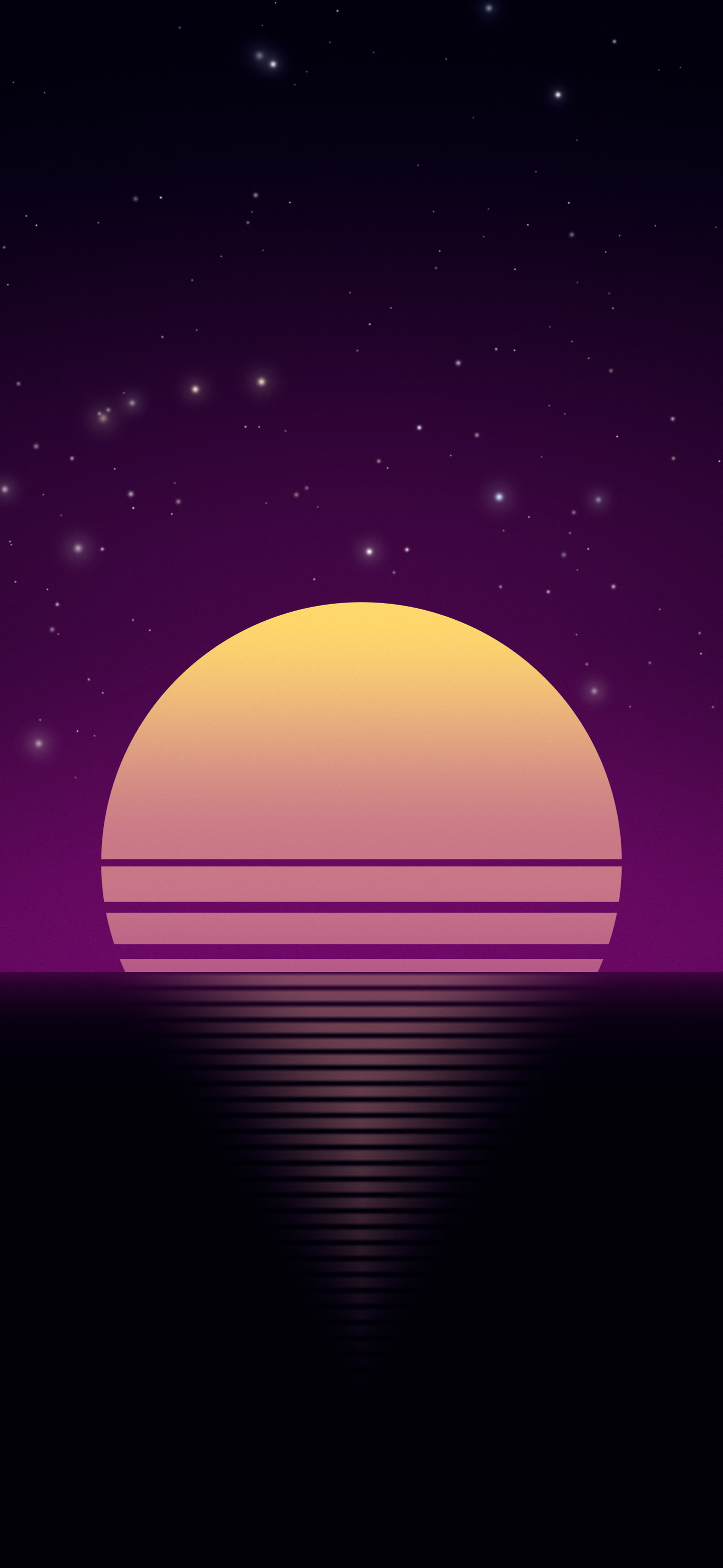 Dark Purple Retro Striped Sun wallpaper for iPhone and Android