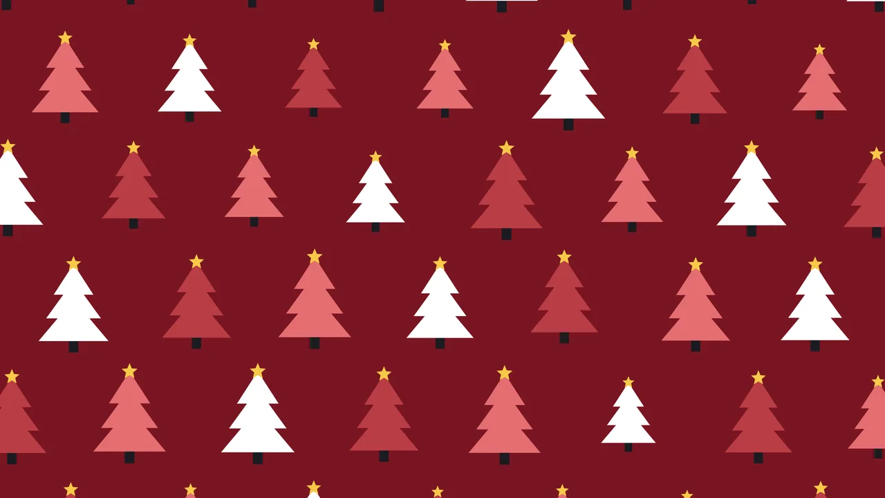 Dark Red Christmas Tree Pattern desktop wallpaper in 4K